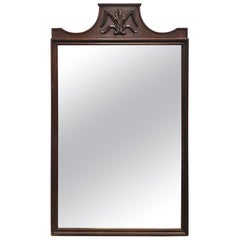 Mid 20th Century Carved Wheat Grass Mahogany Frame Wall Mirror