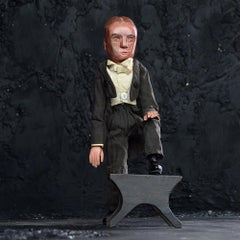 Mid-20th Century Carved Wooden Puppet and Stool