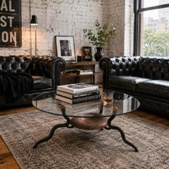 Mid 20th Century cast iron and copper coffee table