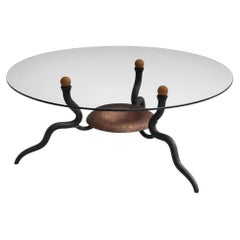 Mid 20th Century cast iron and copper coffee table
