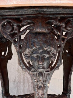 Mid-20th Century Cast Iron Britannia Pedestal Table with Marble Top