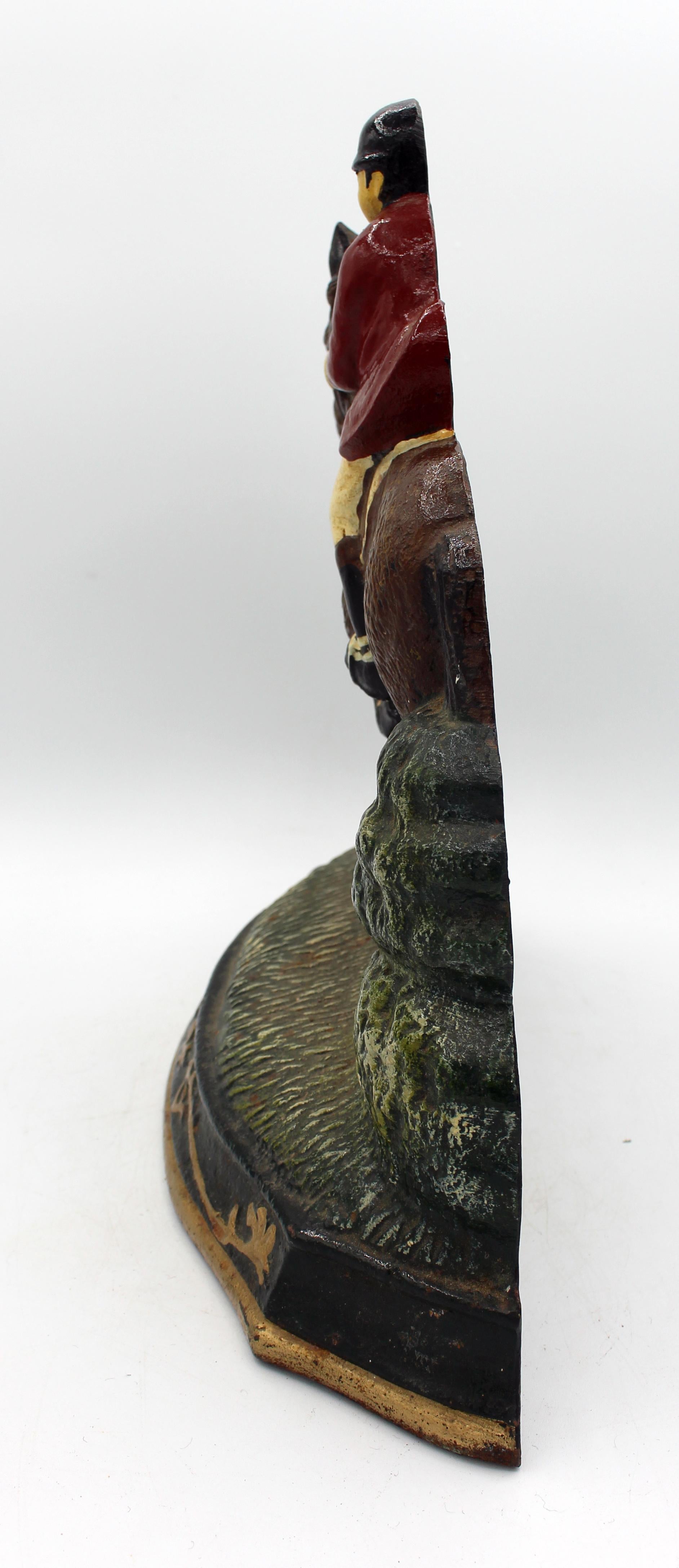 Country Mid-20th Century Cast Iron Horse & Rider Doorstop