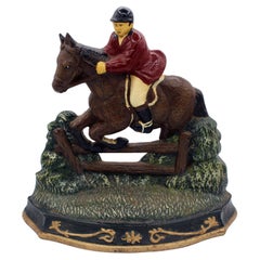 Mid-20th Century Cast Iron Horse & Rider Doorstop