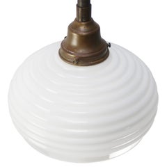 Mid-20th Century Cast Iron Wall Lights with White Opaline Glass Shade