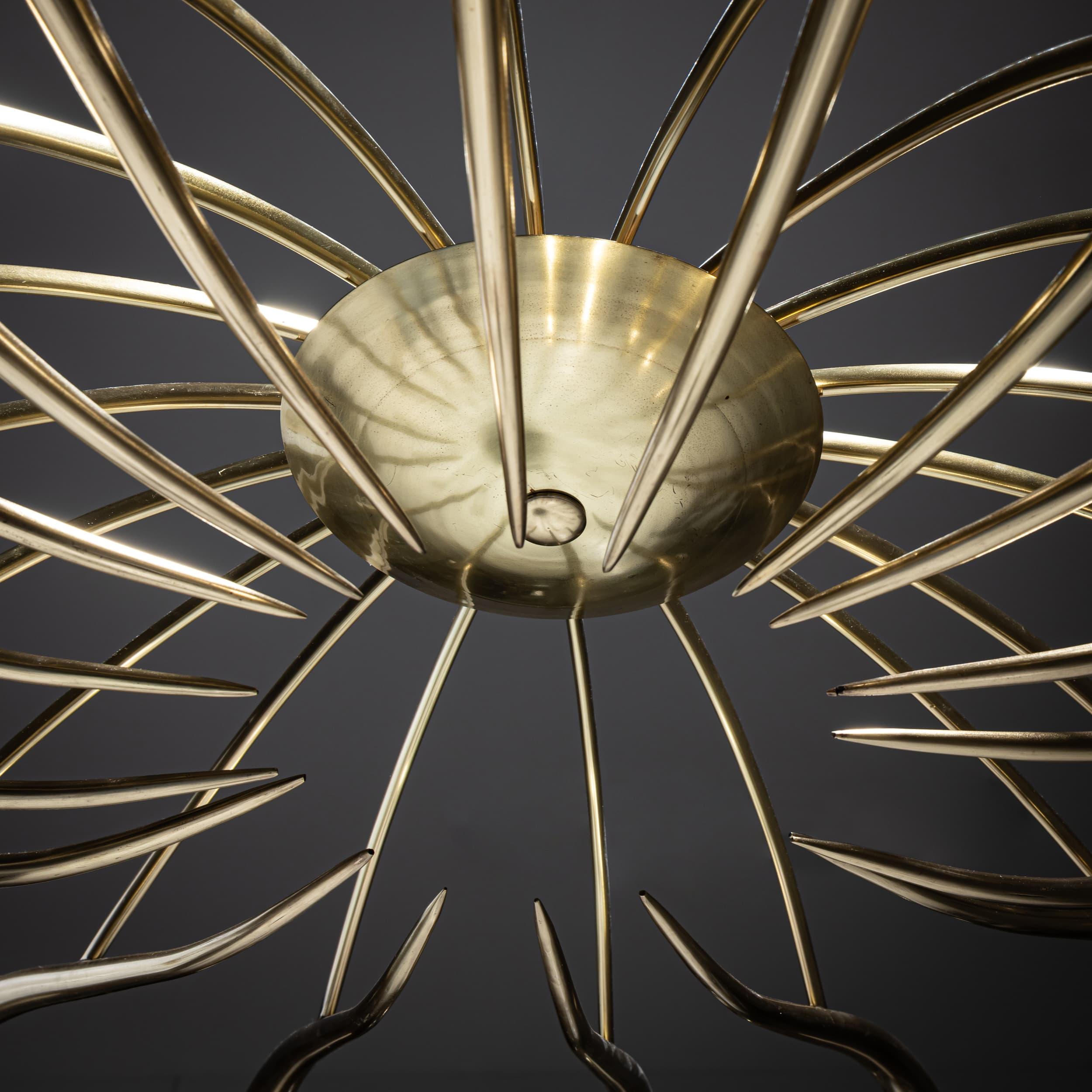 Mid-20th Century Ceiling Chandelier by Oscar Torlasco for Lumi In Good Condition For Sale In New York, NY