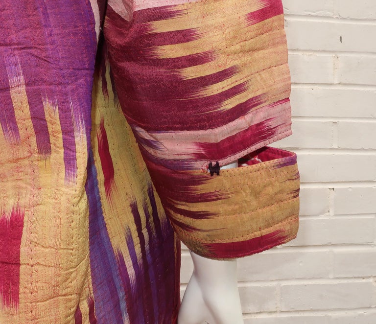 Mid 20th Century Central Asian Quilted Silk Ikat Chapan Robe Coat For ...