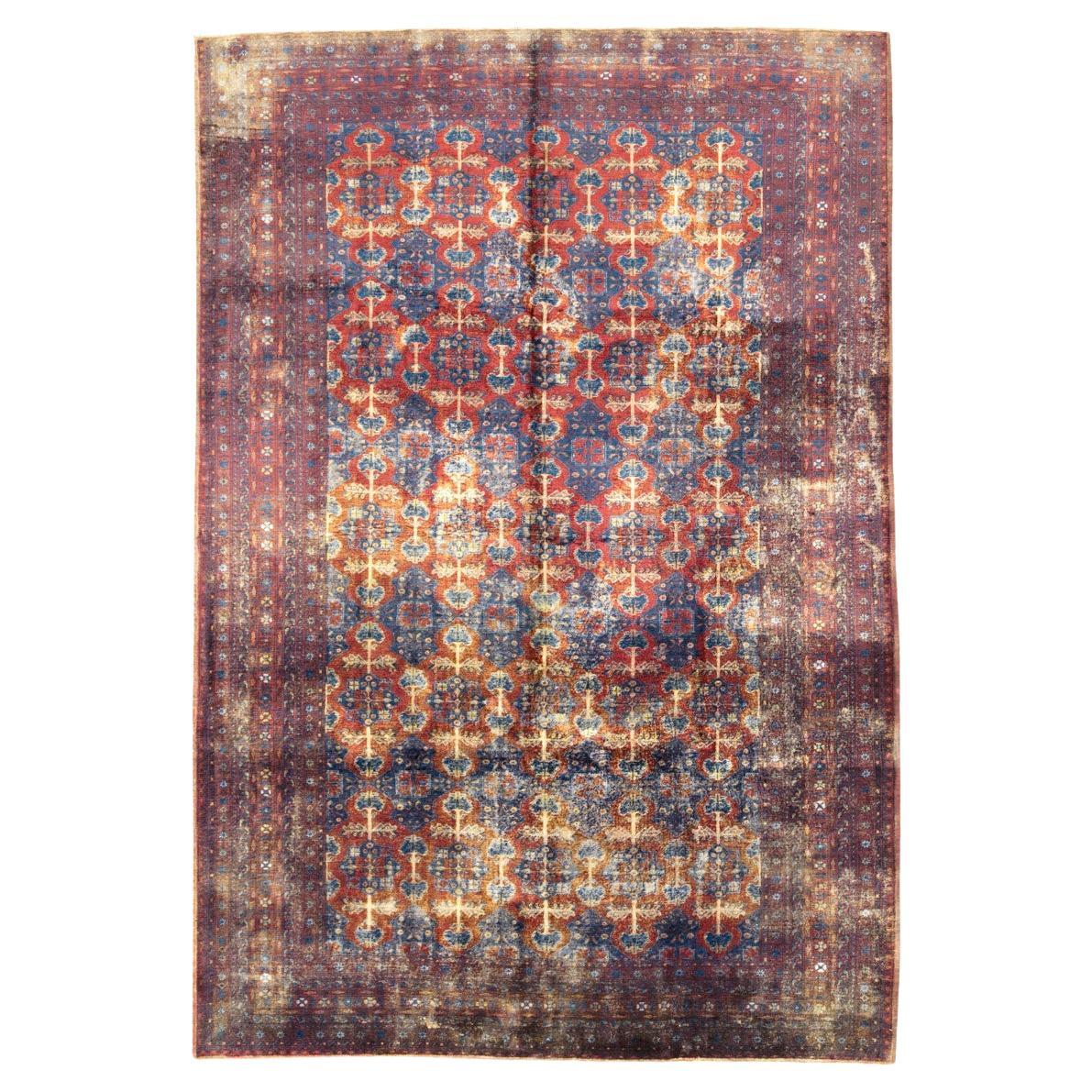 Tapis d'accent tribal en soie Turkoman d'Asie centrale du milieu du 20e siècle en vente