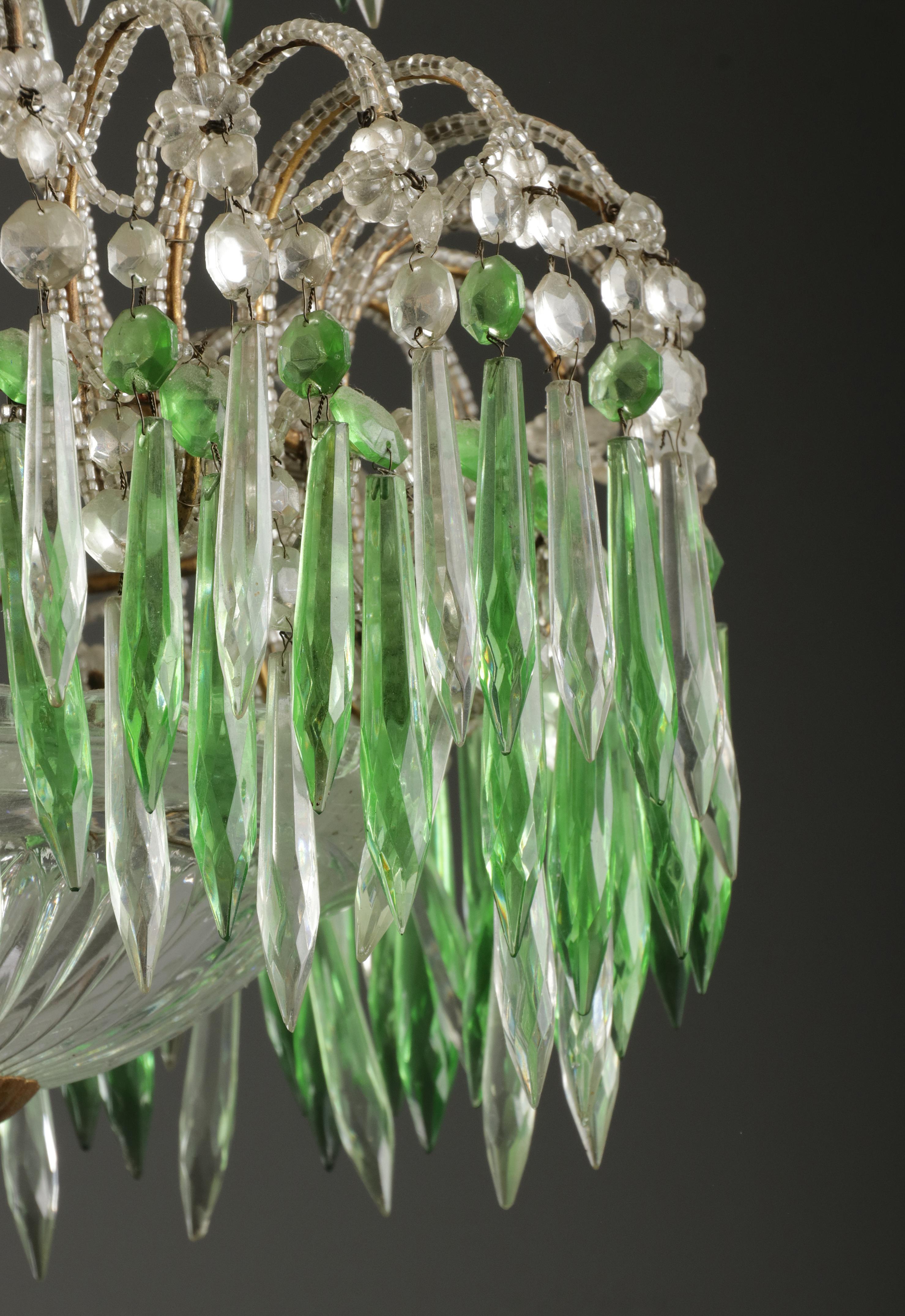 Mid 20th Century Century Palme Chandelier Lamp Glass Drops For Sale 4