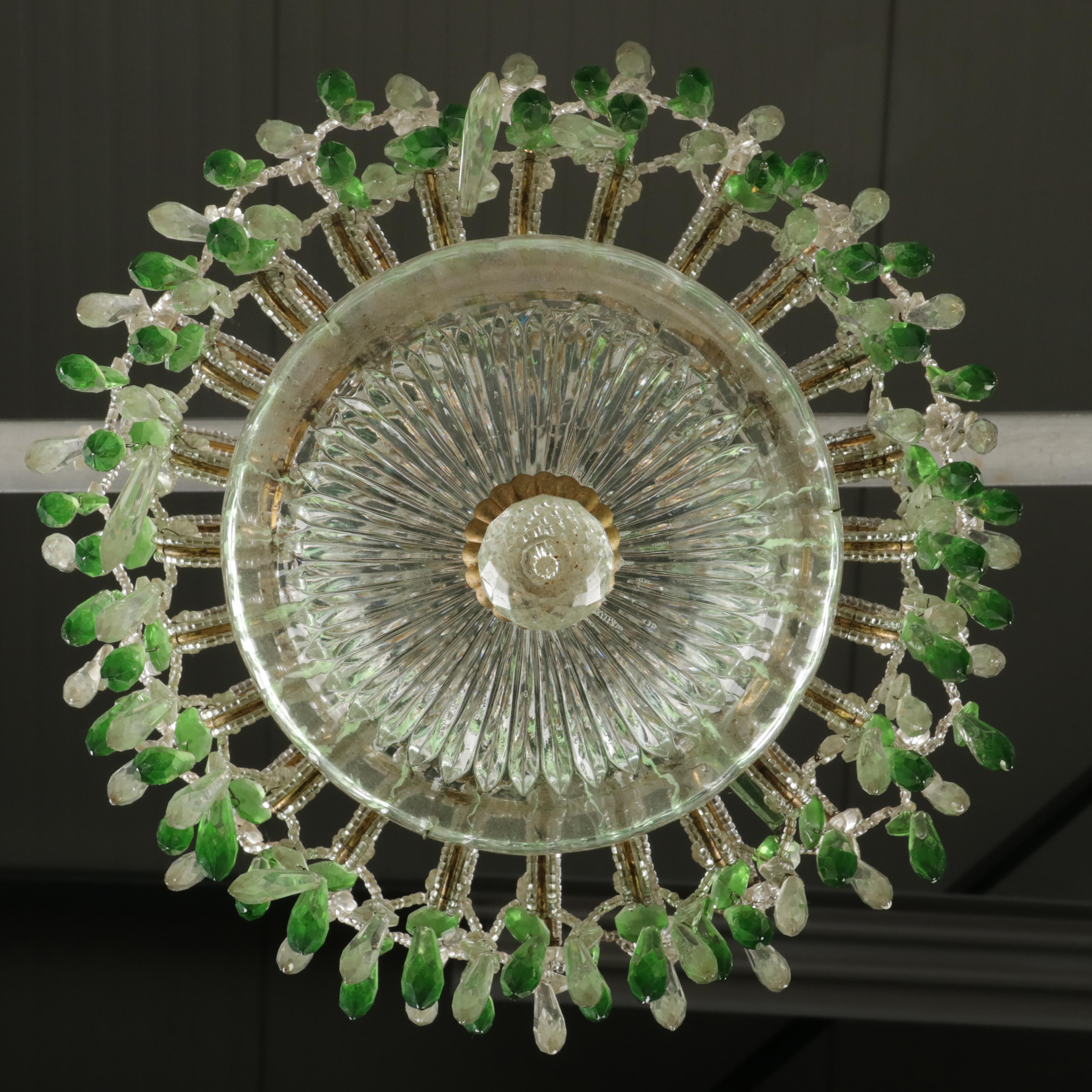 Mid 20th Century Century Palme Chandelier Lamp Glass Drops For Sale 5