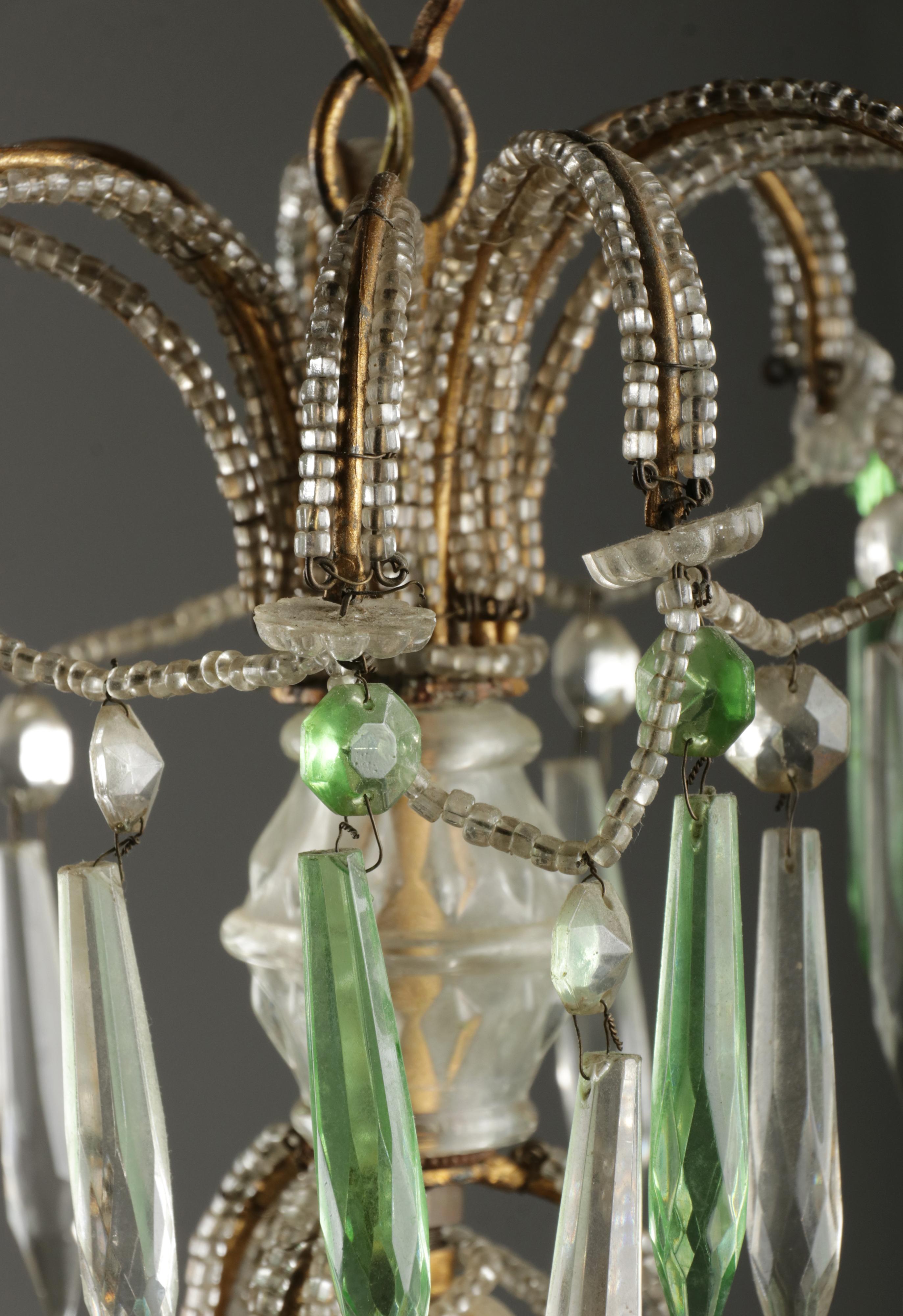 Mid 20th Century Century Palme Chandelier Lamp Glass Drops For Sale 8