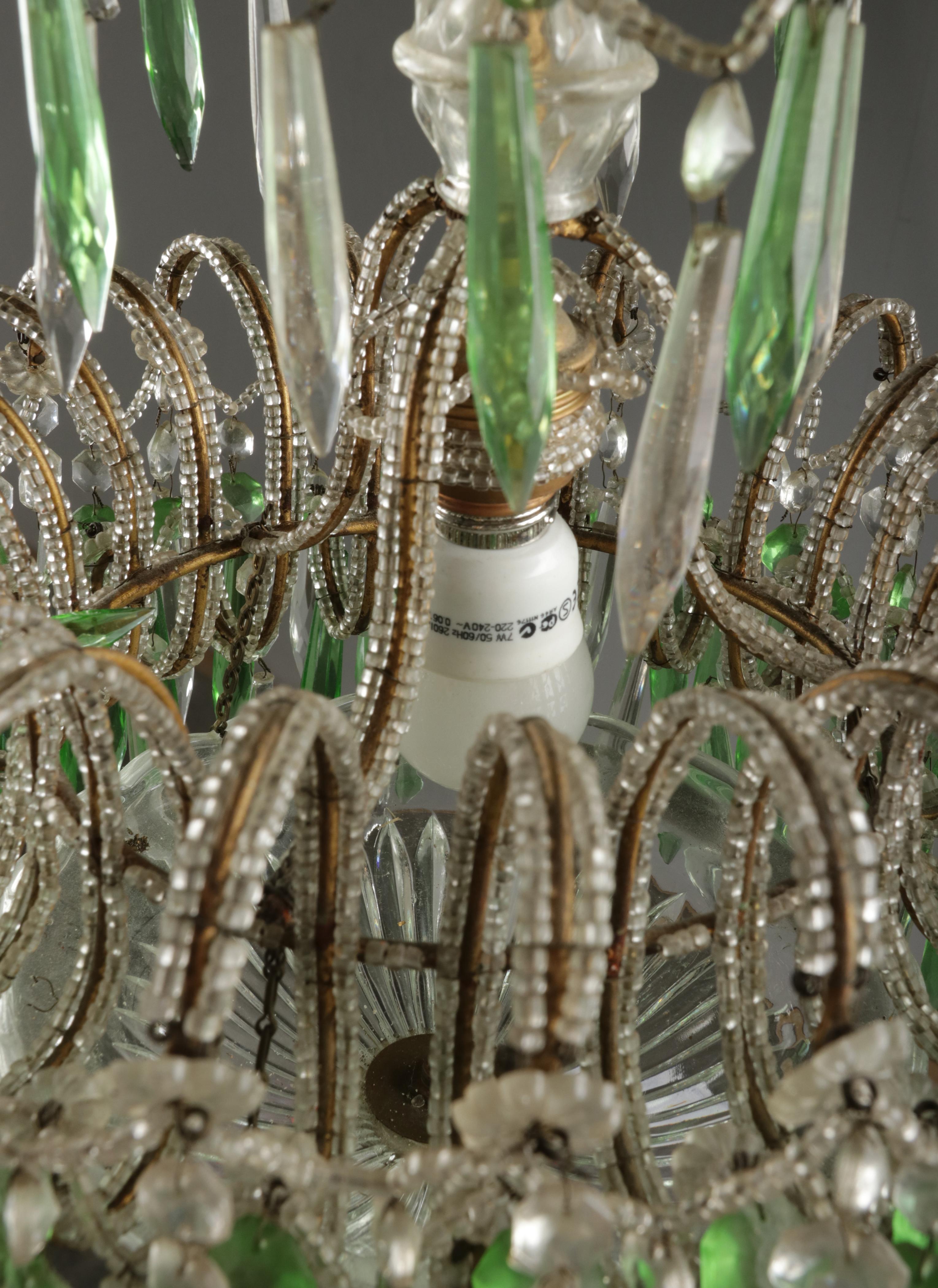 Mid 20th Century Century Palme Chandelier Lamp Glass Drops For Sale 9