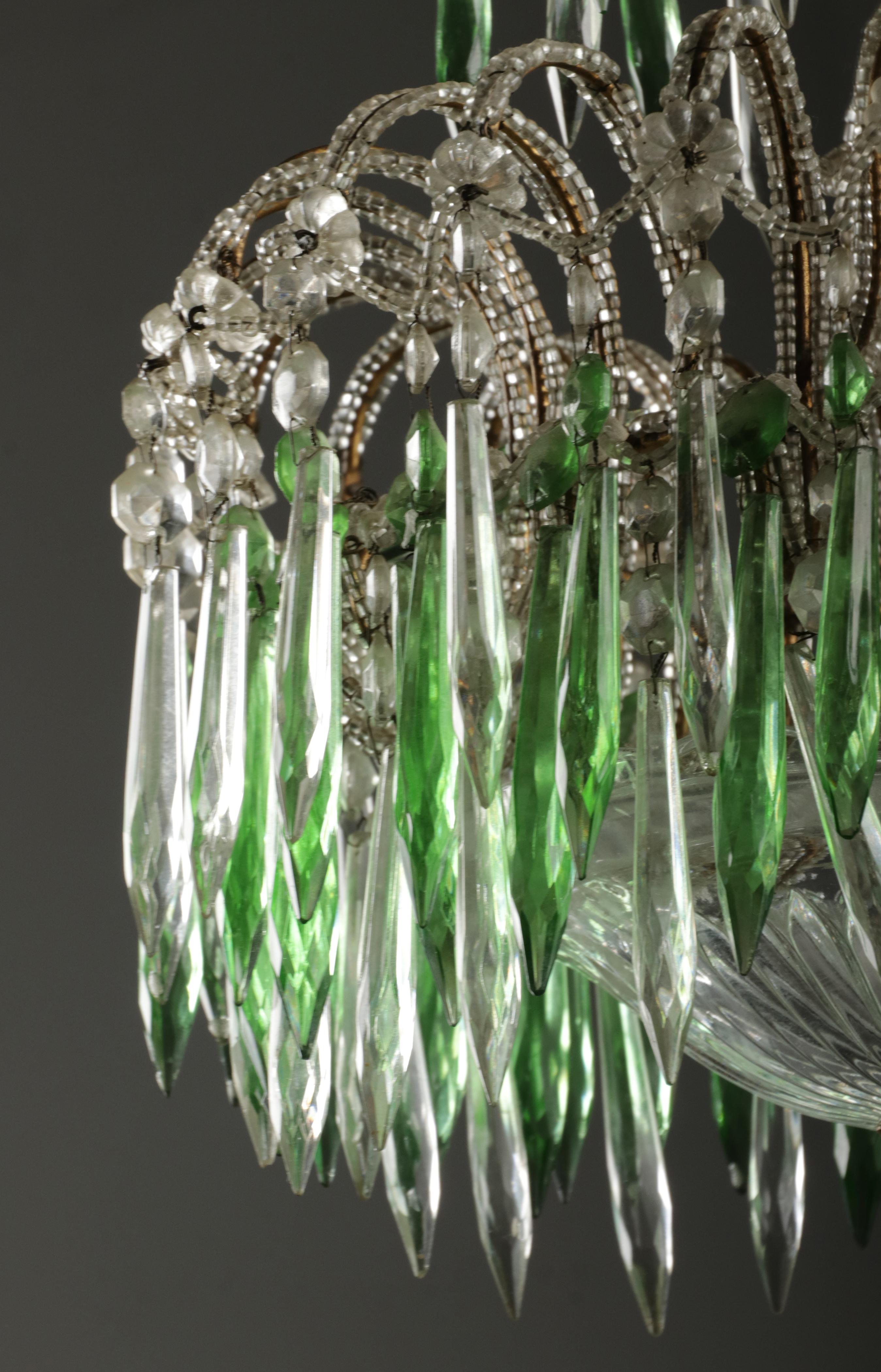 Mid 20th Century Century Palme Chandelier Lamp Glass Drops For Sale 12