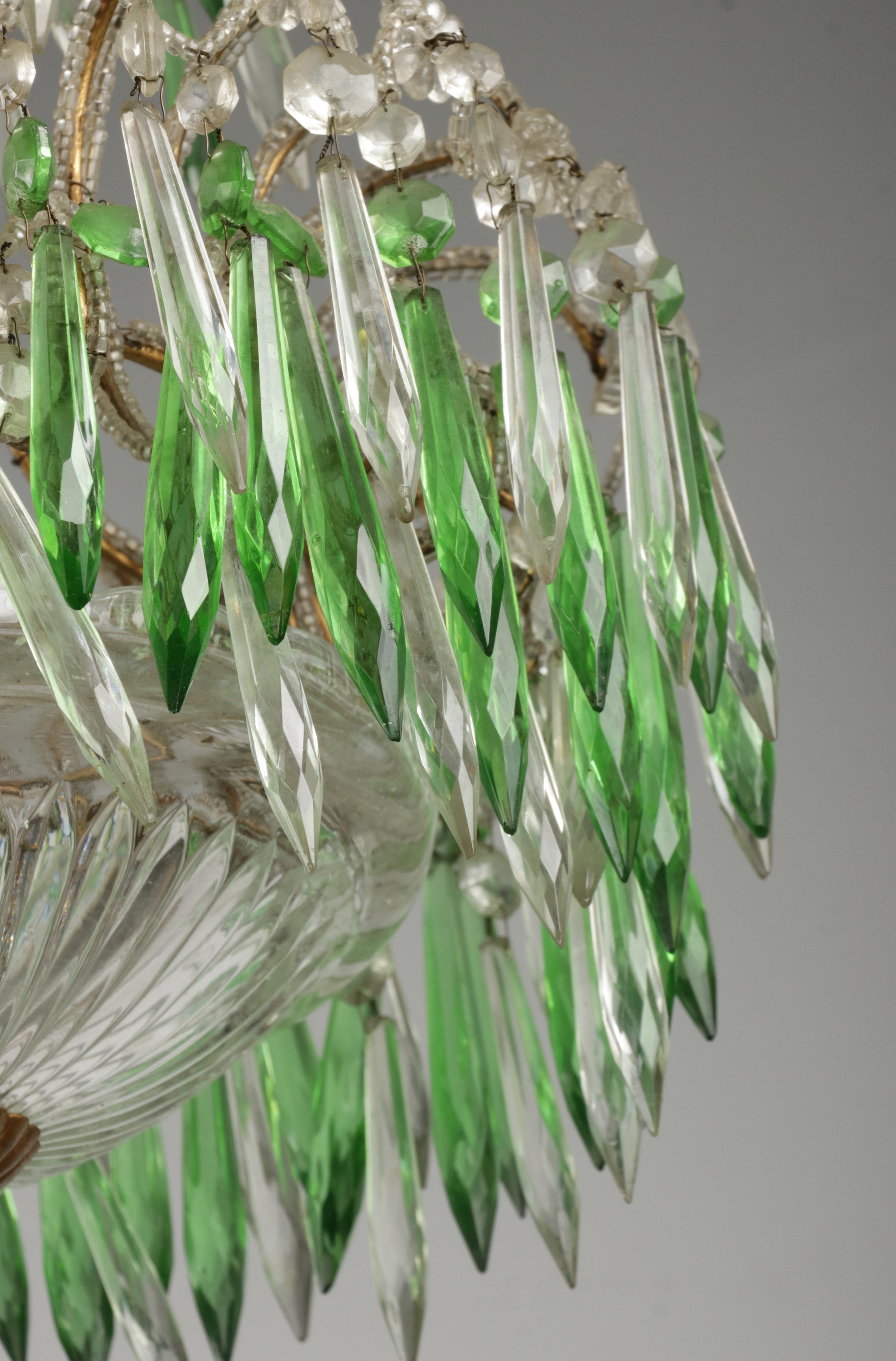 Mid 20th Century Century Palme Chandelier Lamp Glass Drops For Sale 13