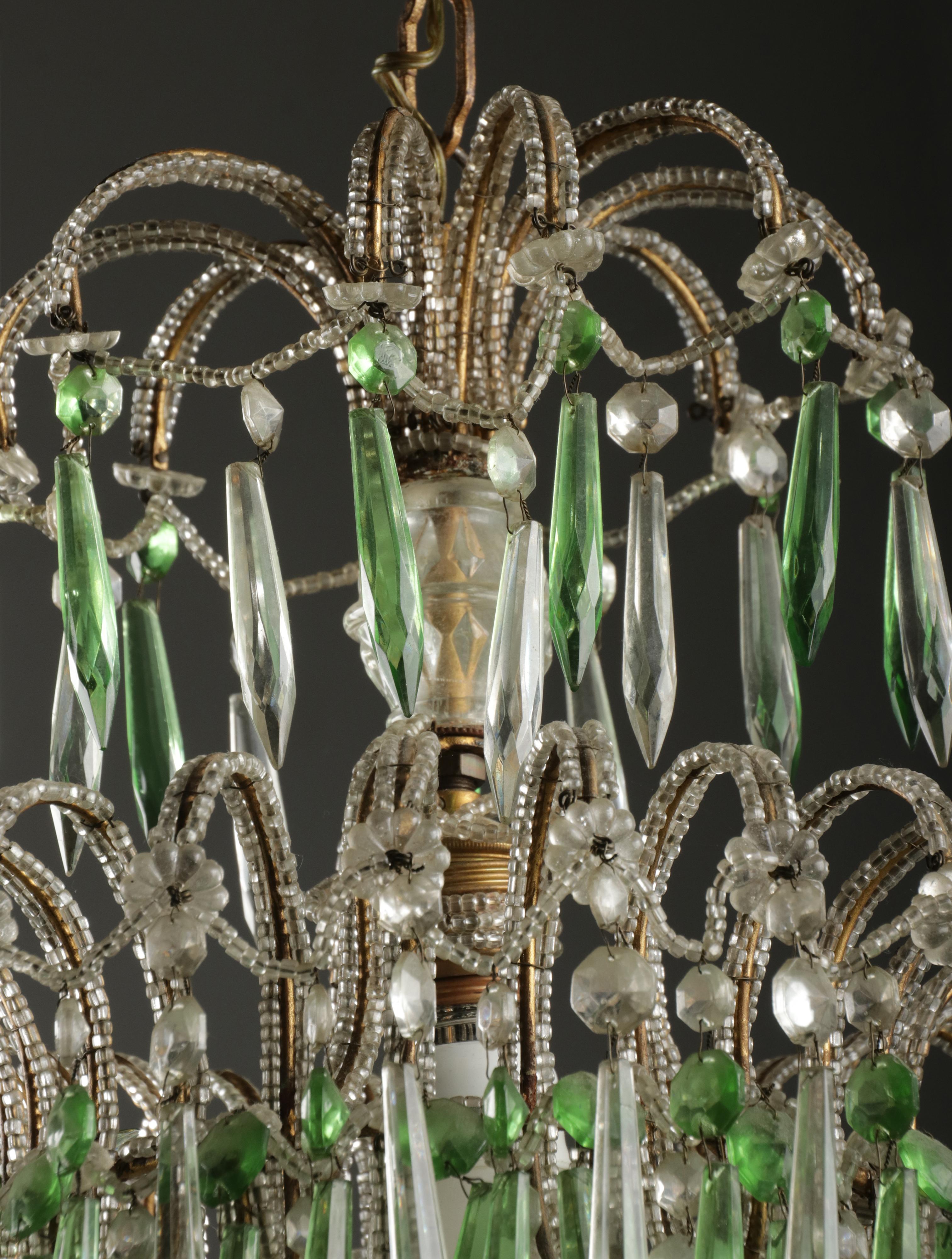 Mid-20th Century Mid 20th Century Century Palme Chandelier Lamp Glass Drops For Sale