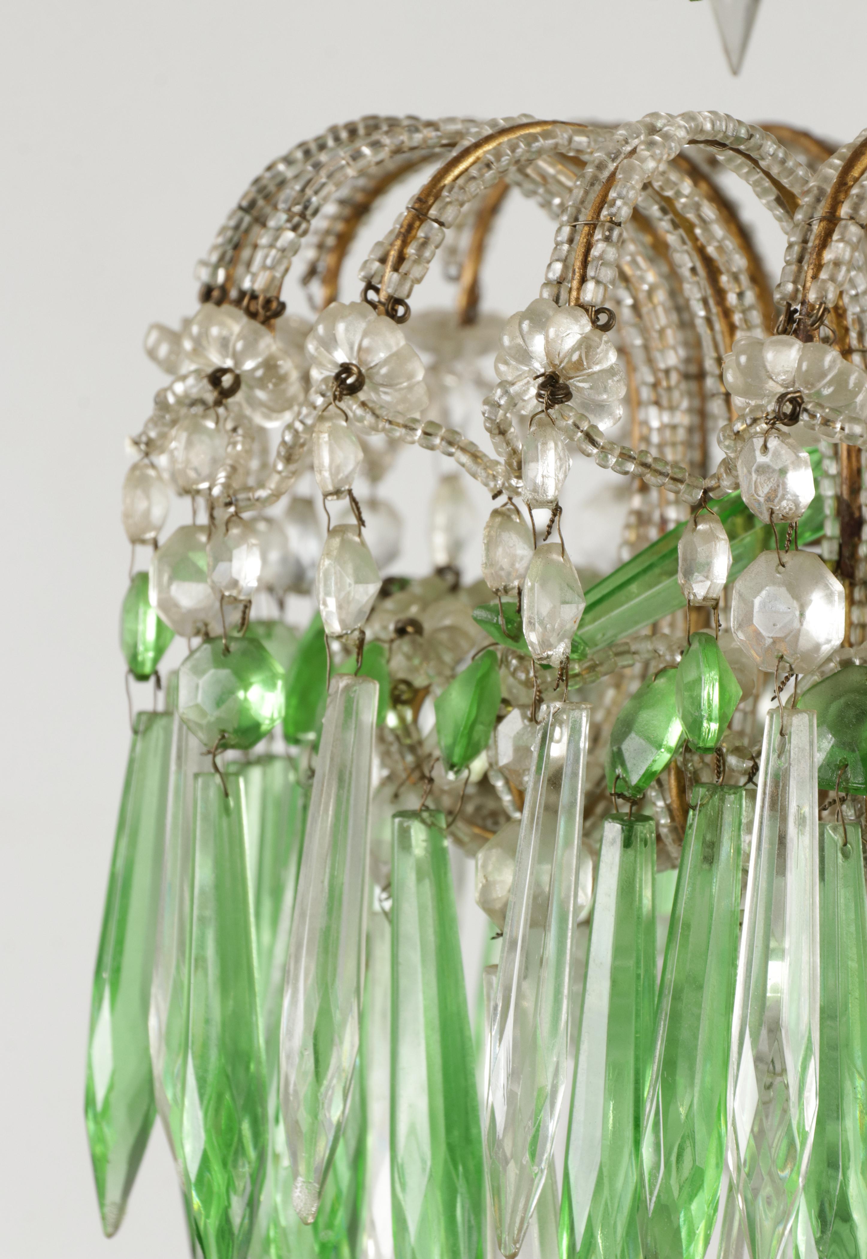Mid 20th Century Century Palme Chandelier Lamp Glass Drops For Sale 1