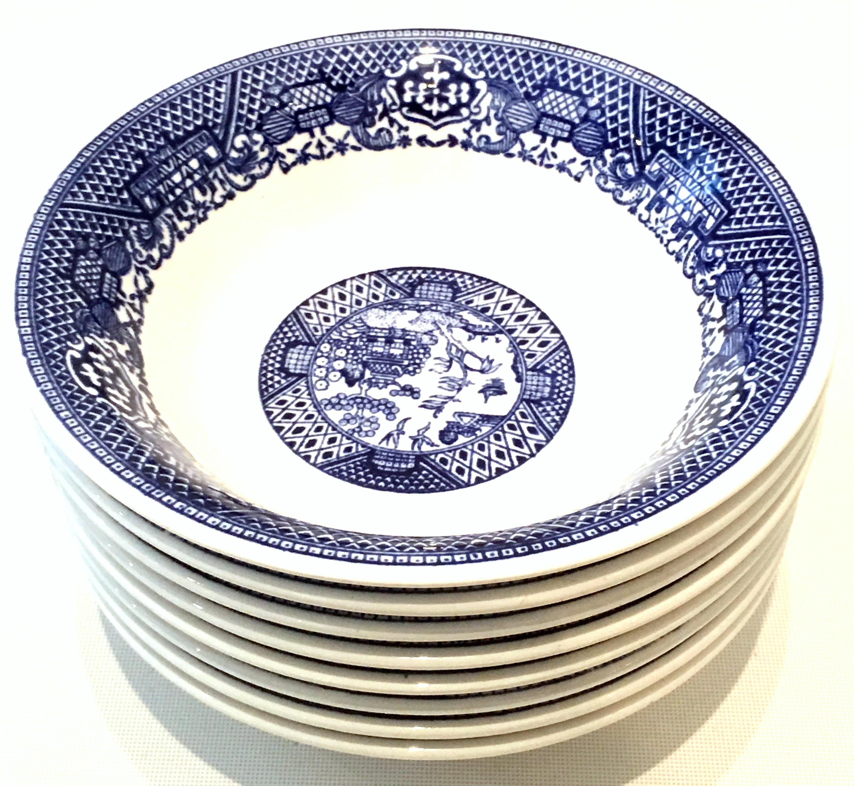 Japonisme Mid-20th Century Ceramic Blue Willow Soup/Cereal Bowl, Set of 8 For Sale
