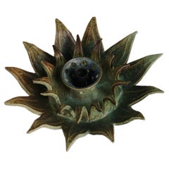 Mid-20th Century Ceramic Sunburst Wall Lamp or Decorative Wall Sculpture, 1960s