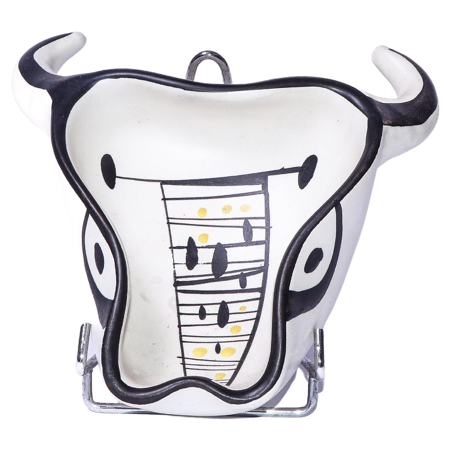 Mid 20th Century Ceramic Toro Vide-Poche from Vallauris