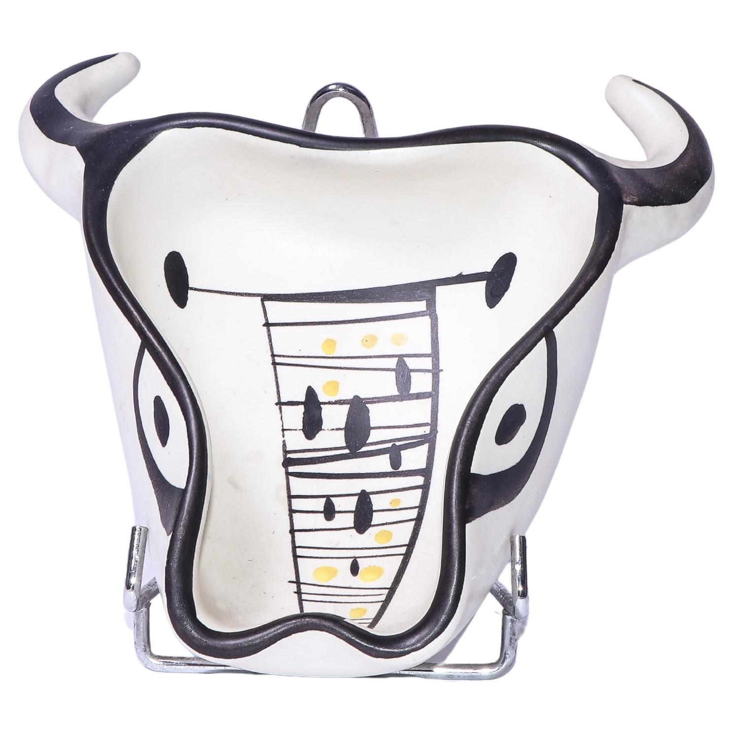 Mid 20th Century Ceramic Toro Vide-Poche from Vallauris For Sale