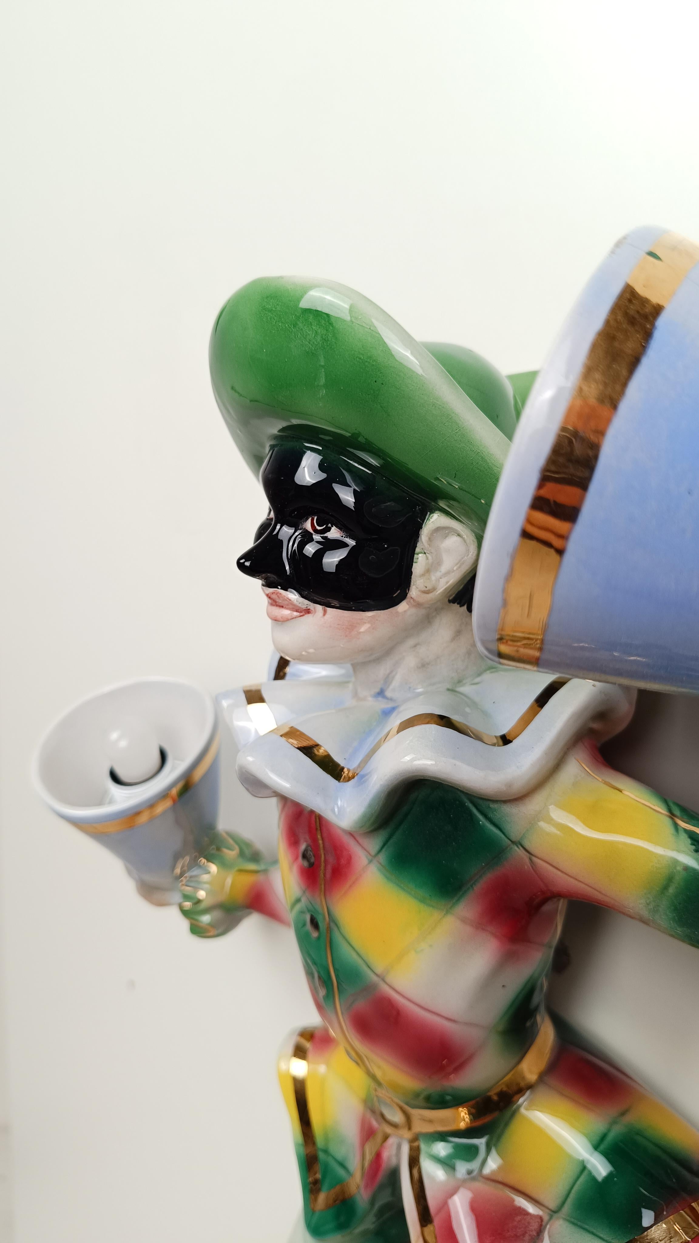 Mid 20th Century Ceramic Wall Light depicting Harlequin a Carnival Venetian Mask For Sale 11