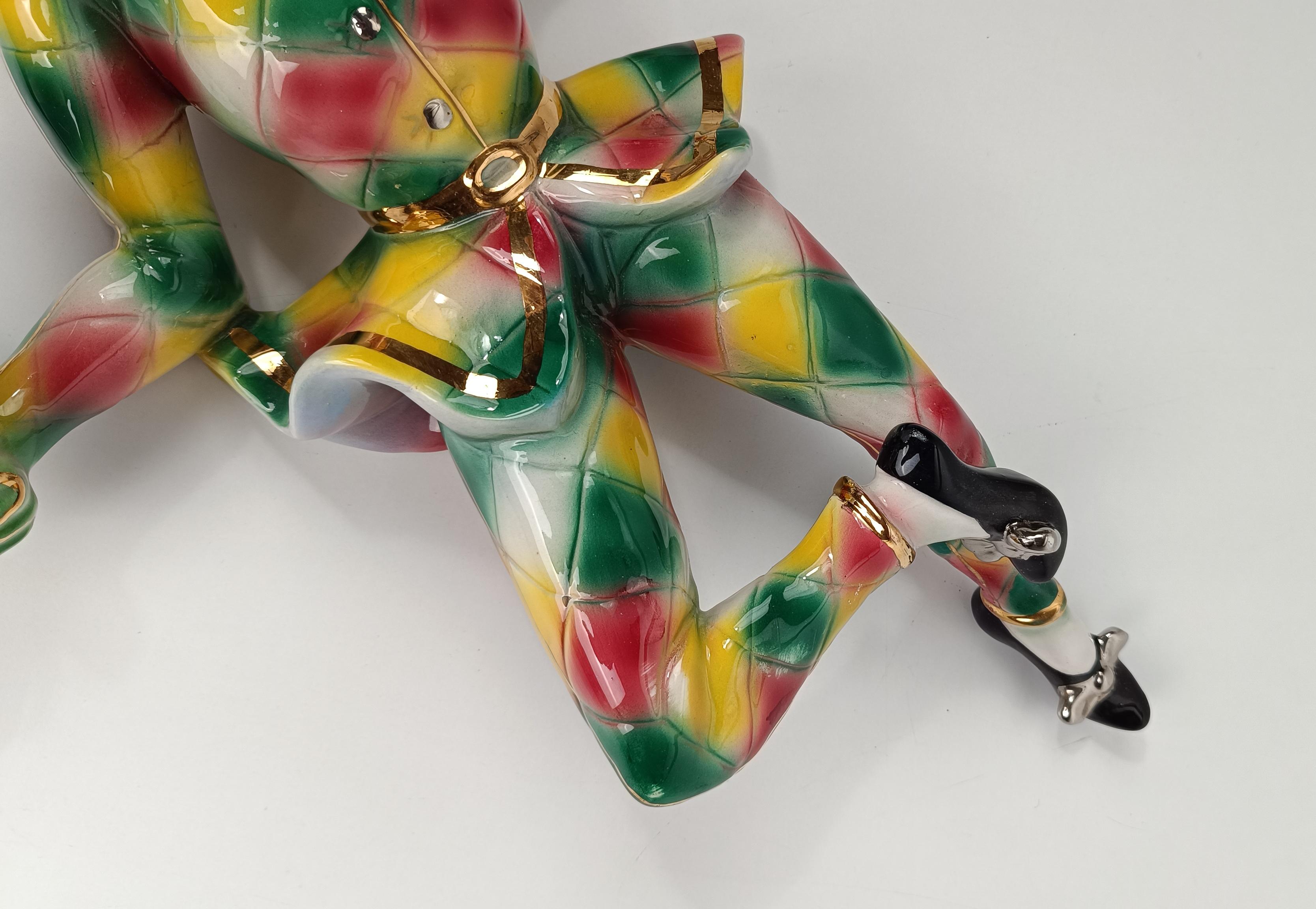 Mid 20th Century Ceramic Wall Light depicting Harlequin a Carnival Venetian Mask For Sale 14