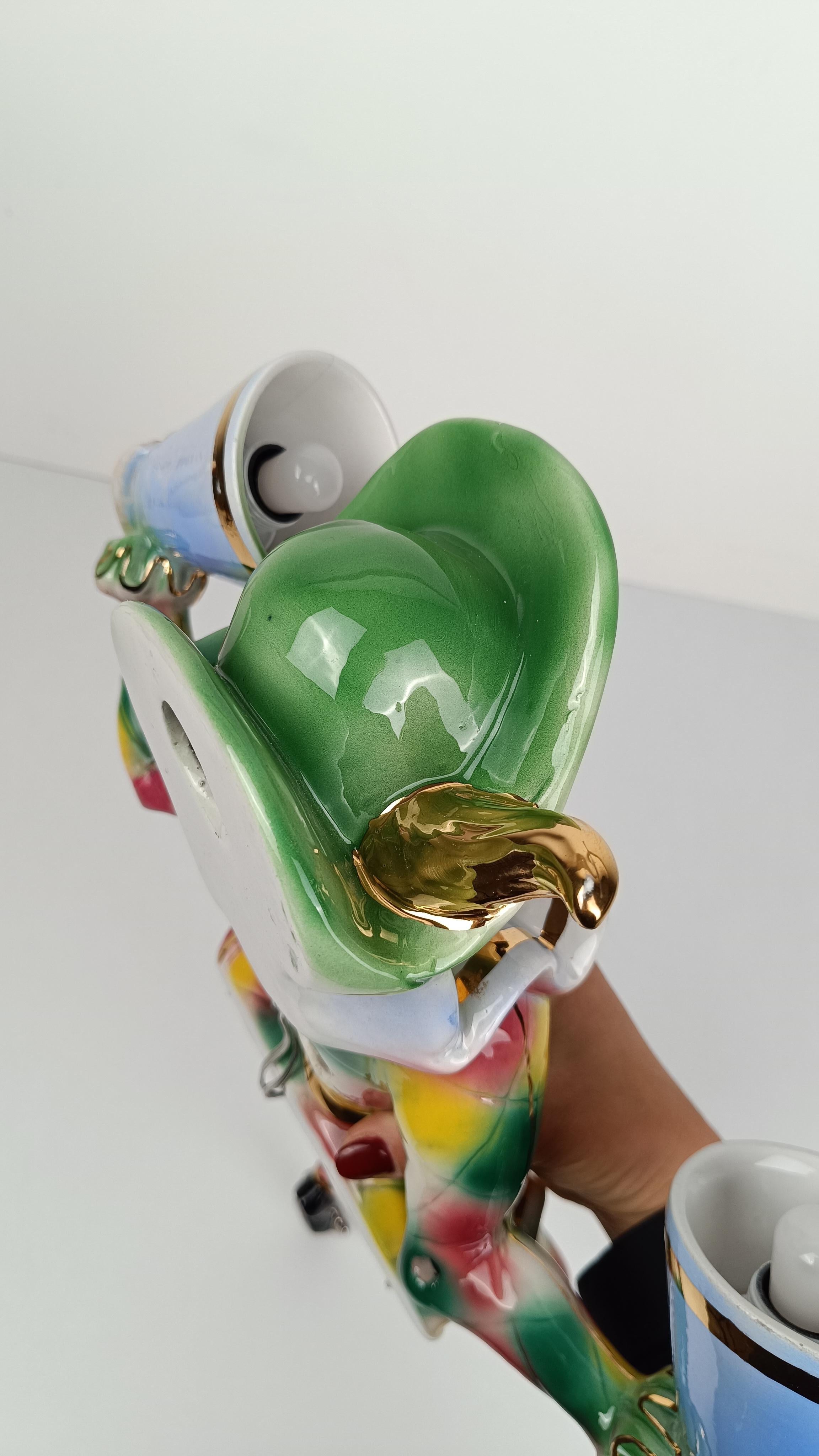 Italian Mid 20th Century Ceramic Wall Light depicting Harlequin a Carnival Venetian Mask For Sale
