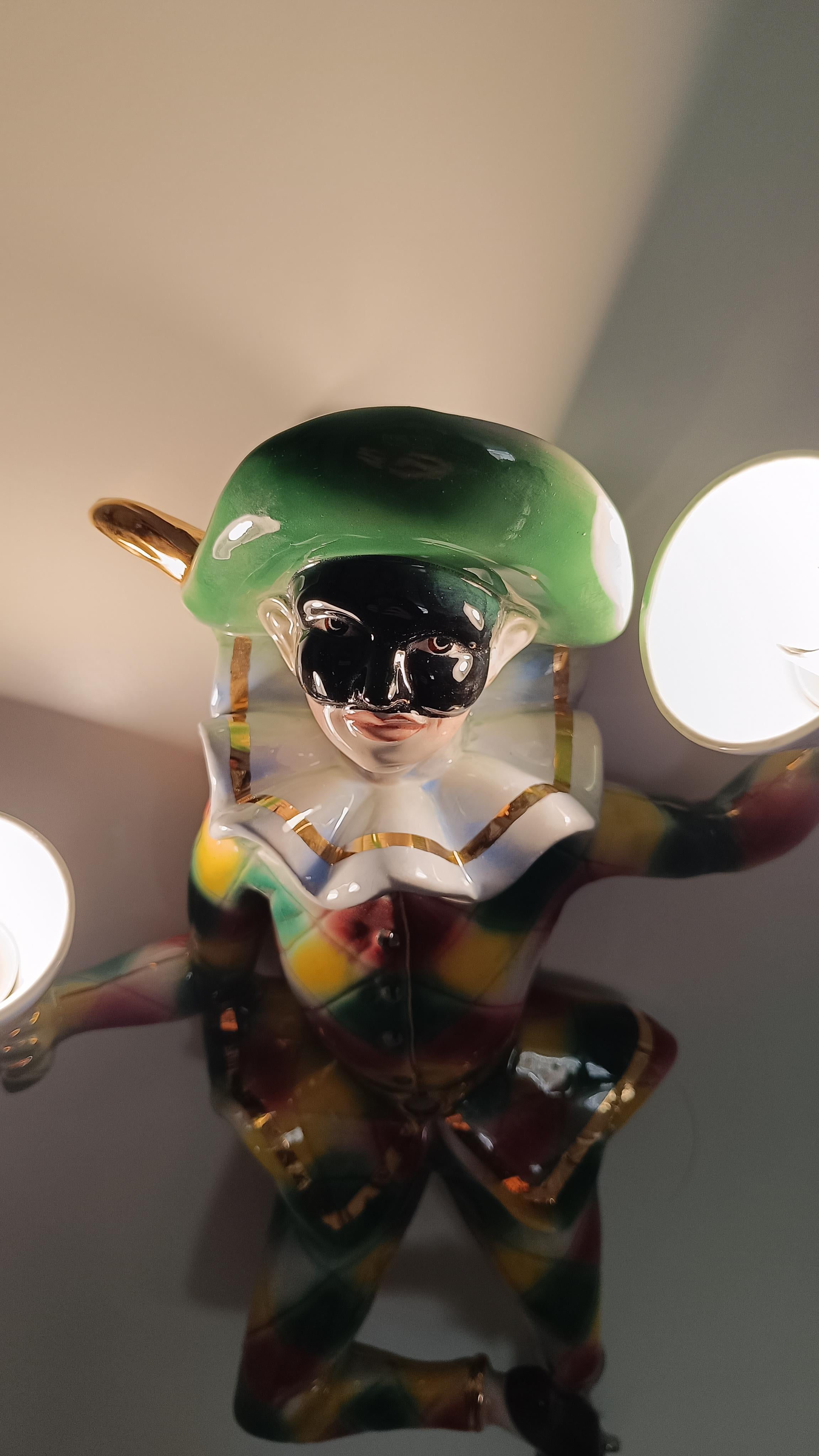 Mid 20th Century Ceramic Wall Light depicting Harlequin a Carnival Venetian Mask For Sale 4