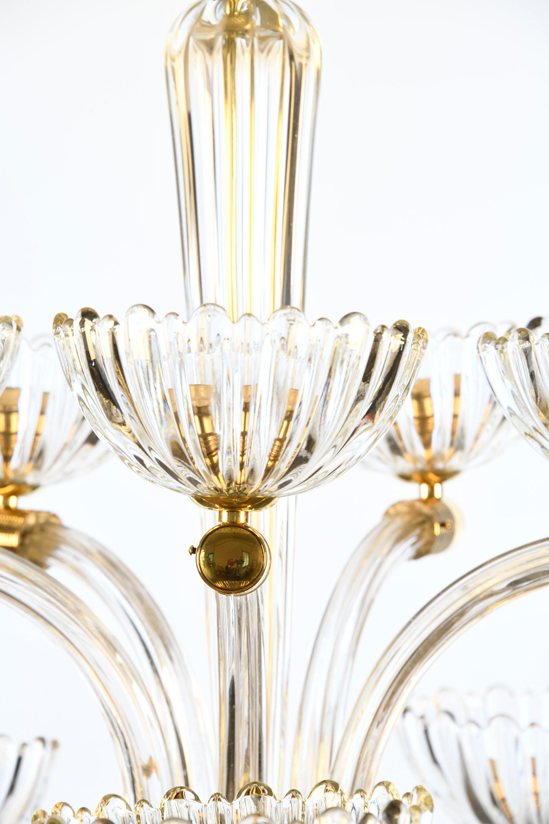 Italian Mid-20th Century Chandelier by Ercole Barovier, 10 Lights, Murano, 1940 For Sale