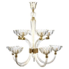 Vintage Mid-20th Century Chandelier by Ercole Barovier, 10 Lights, Murano, 1940