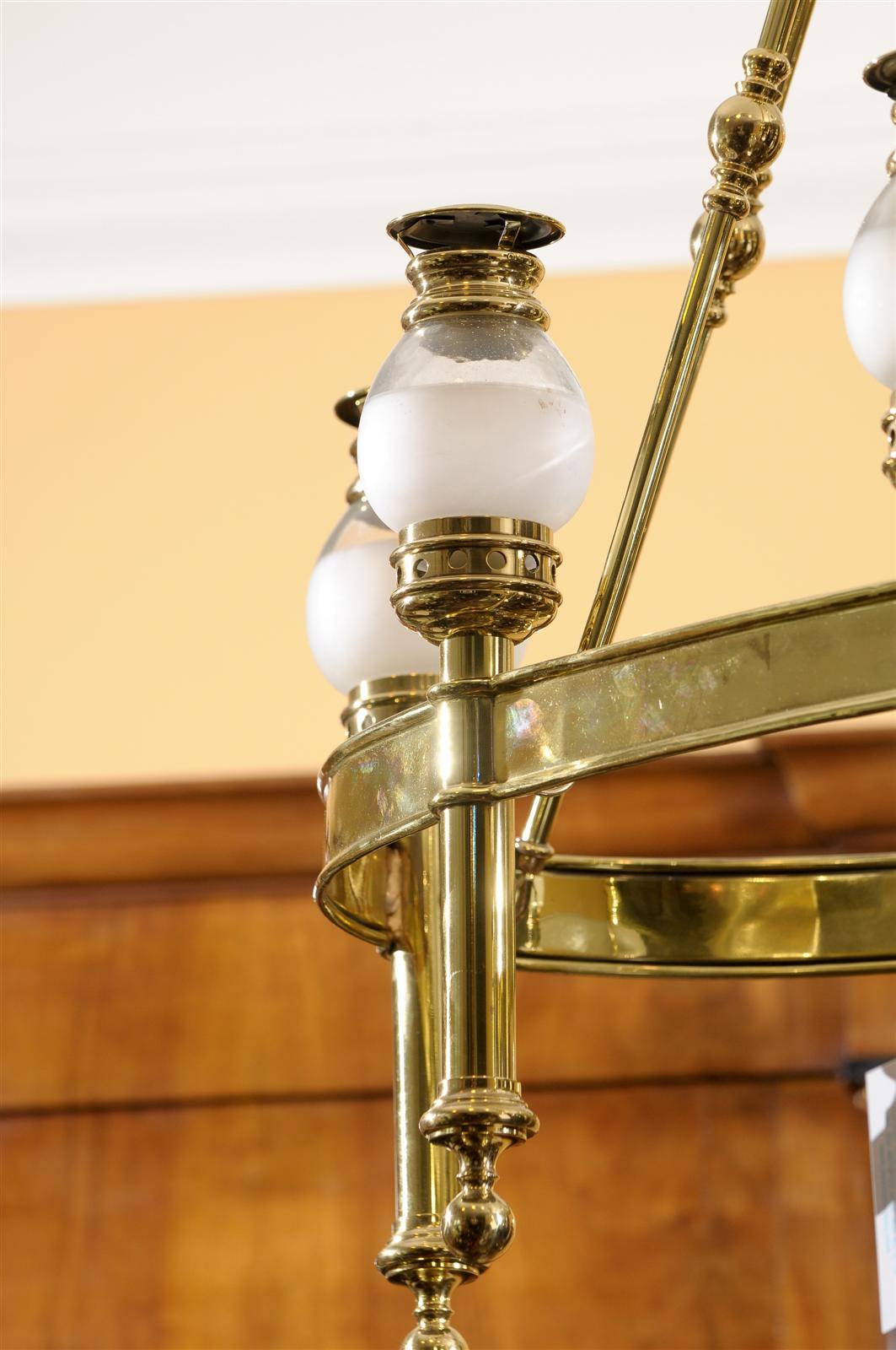 Mid-20th Century Chapman Brass Six-Arm Chandelier with Globes 2
