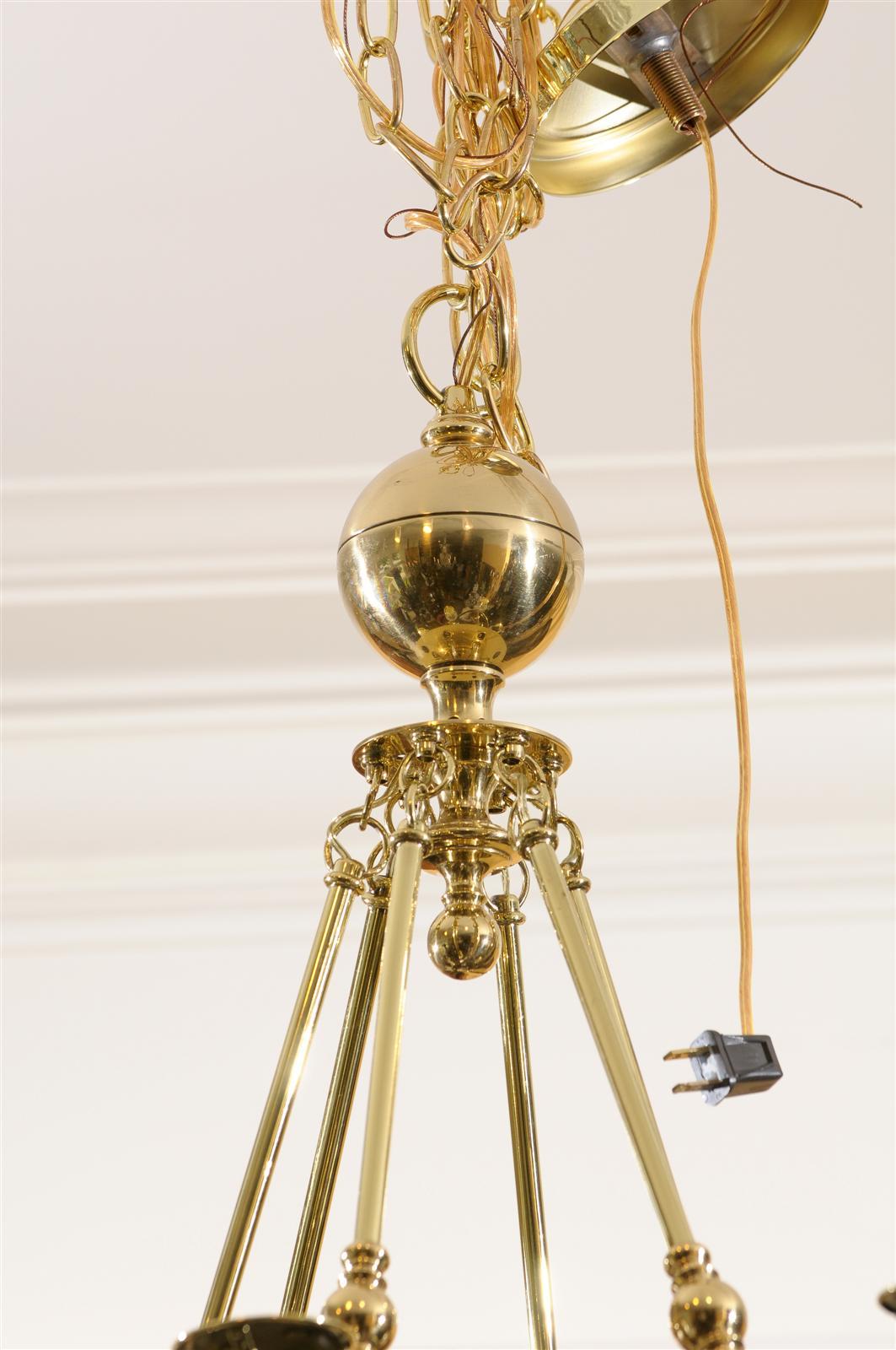 Mid-20th Century Chapman Brass Six-Arm Chandelier with Globes 3