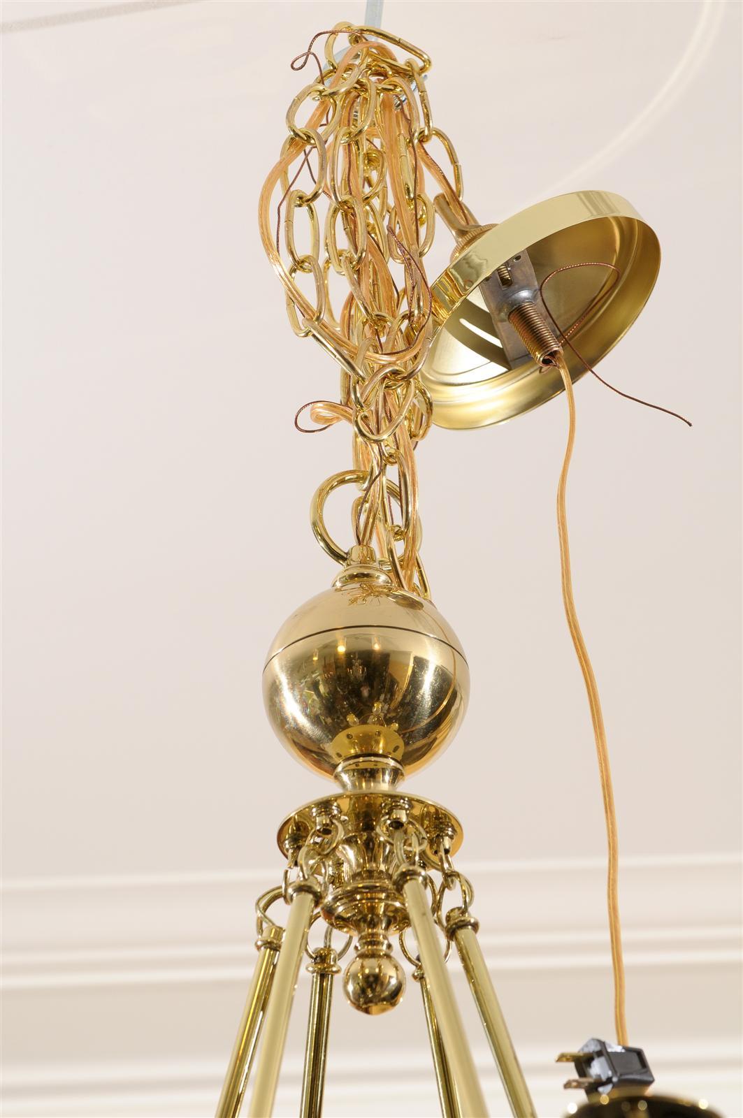 Mid-20th Century Chapman Brass Six-Arm Chandelier with Globes 6