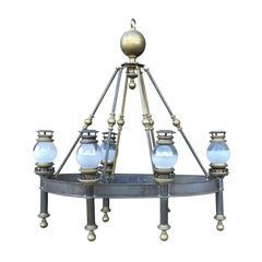 Mid-20th Century Chapman Brass Six-Arm Chandelier with Globes