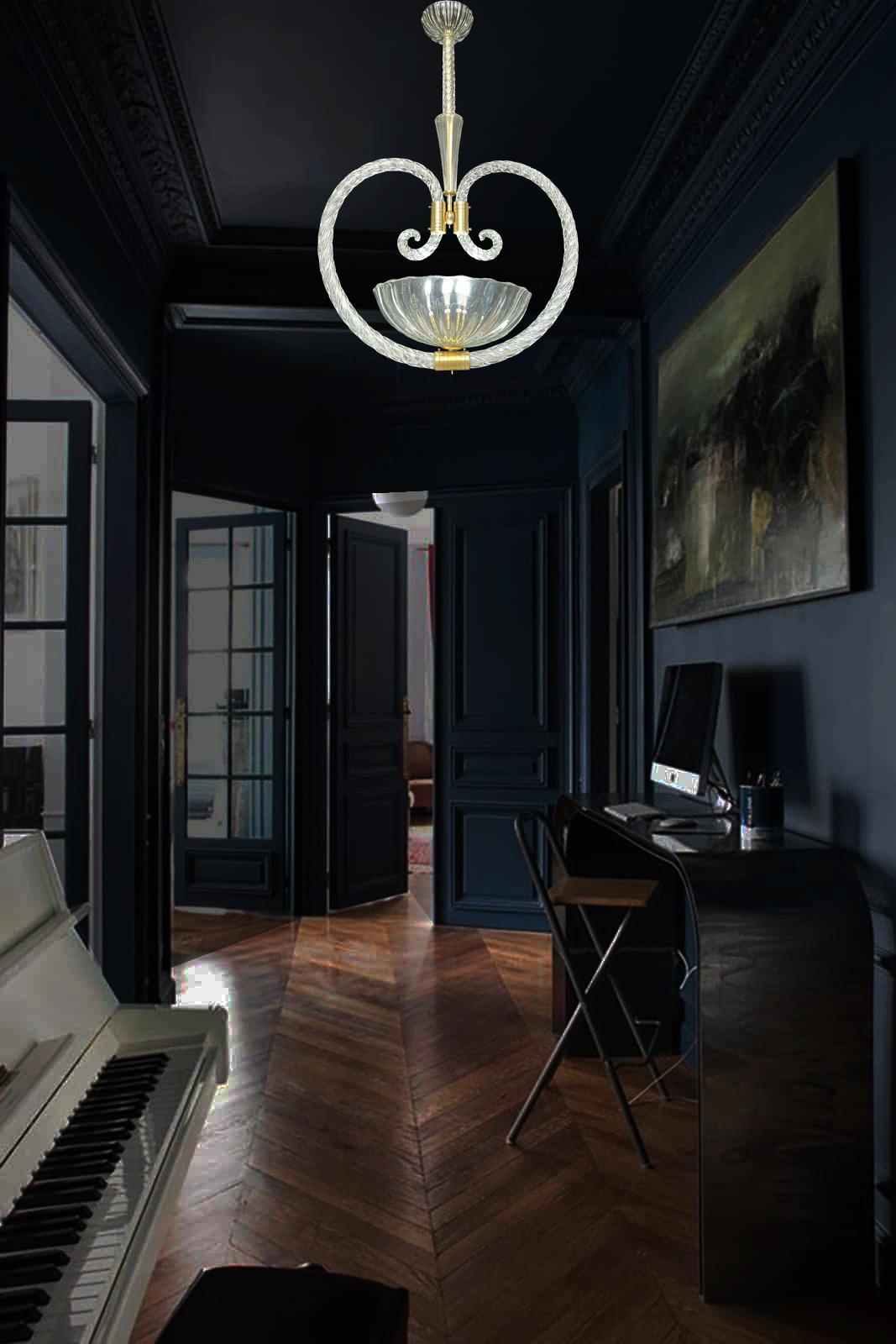 Lampadario di charme della metà del XX secolo di Ercole Barovier, Murano, 1940 In condizioni buone in vendita a Budapest, HU