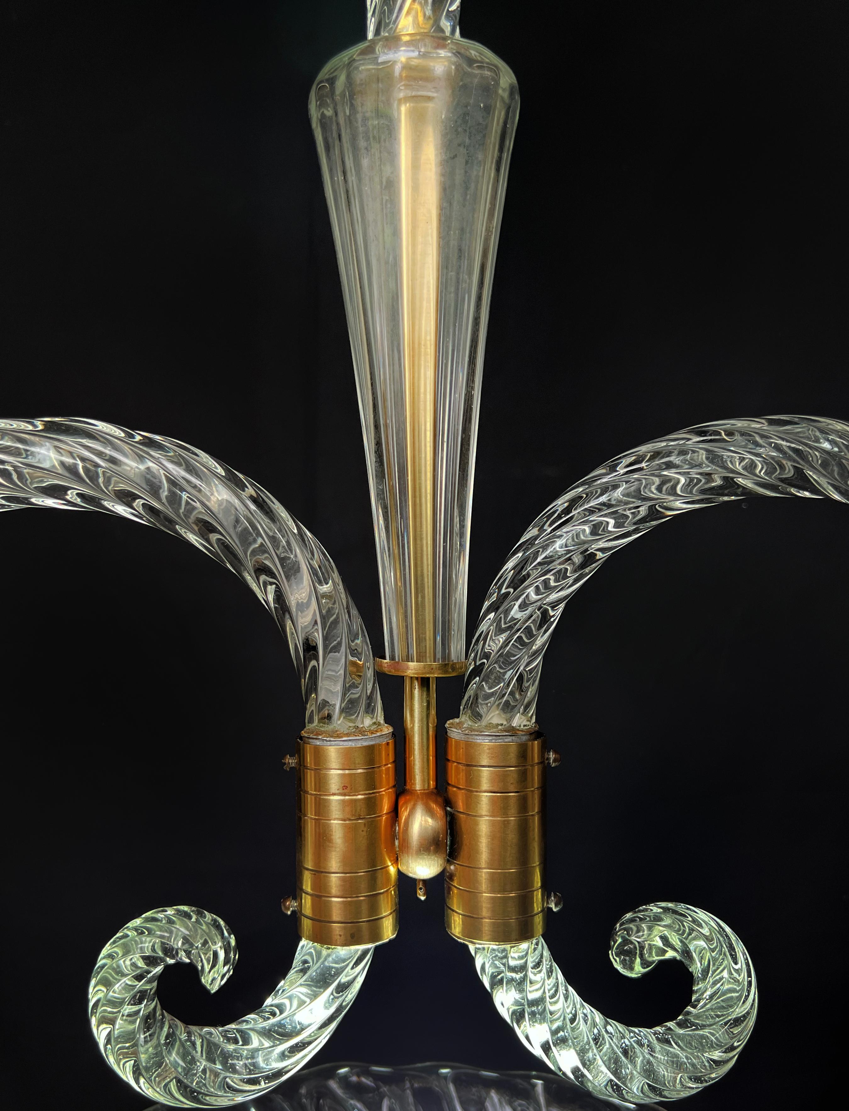 Lampadario di charme della metà del XX secolo di Ercole Barovier, Murano, 1940 in vendita 4