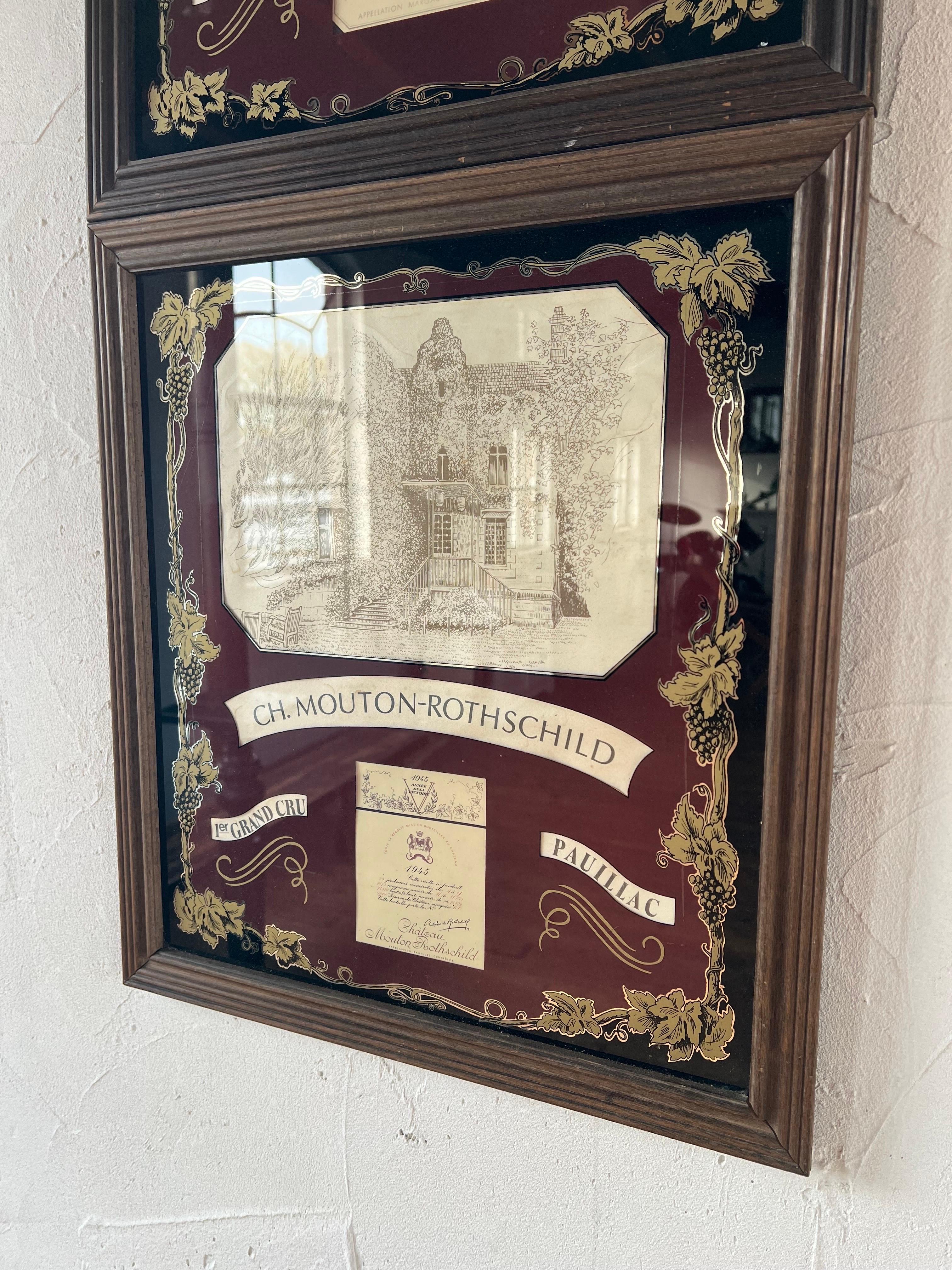 Rare and special this quality mark / poster for restaurants that served / were allowed to serve the Chateau Mouton Rothschild  premier Grand Cru wine. With 