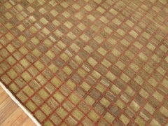 Mid-20th Century Checkered Vintage Turkish Anatolian Brown Room Size Rug