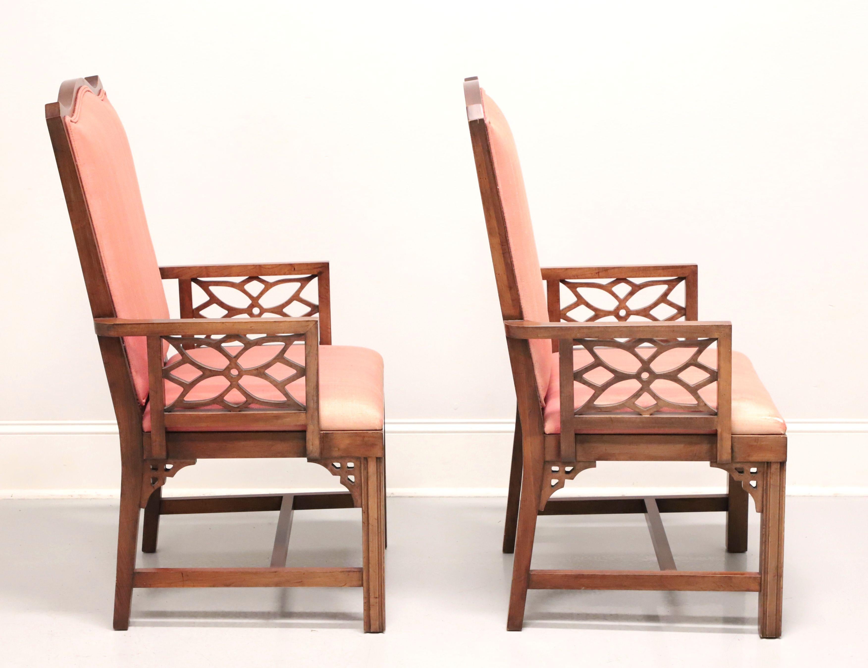 American Mid 20th Century Cherry Asian Inspired Dining Armchairs - Pair For Sale