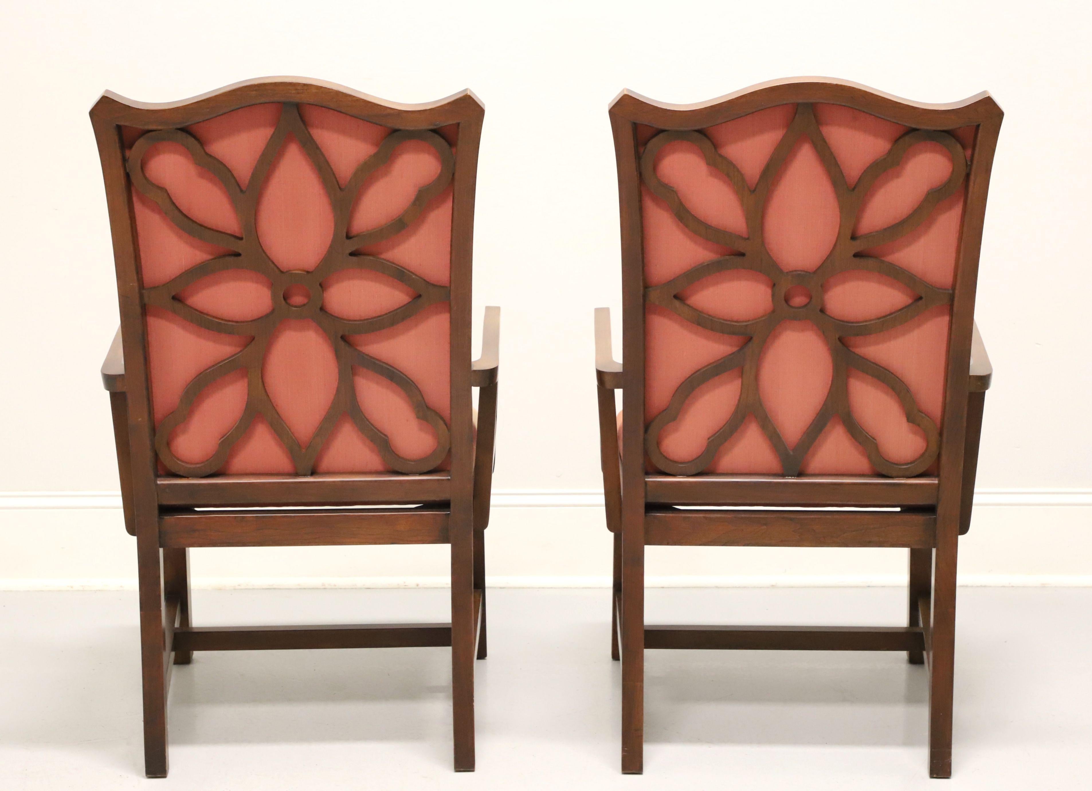 Mid 20th Century Cherry Asian Inspired Dining Armchairs - Pair In Good Condition For Sale In Charlotte, NC