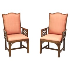 Mid 20th Century Cherry Asian Inspired Dining Armchairs - Pair