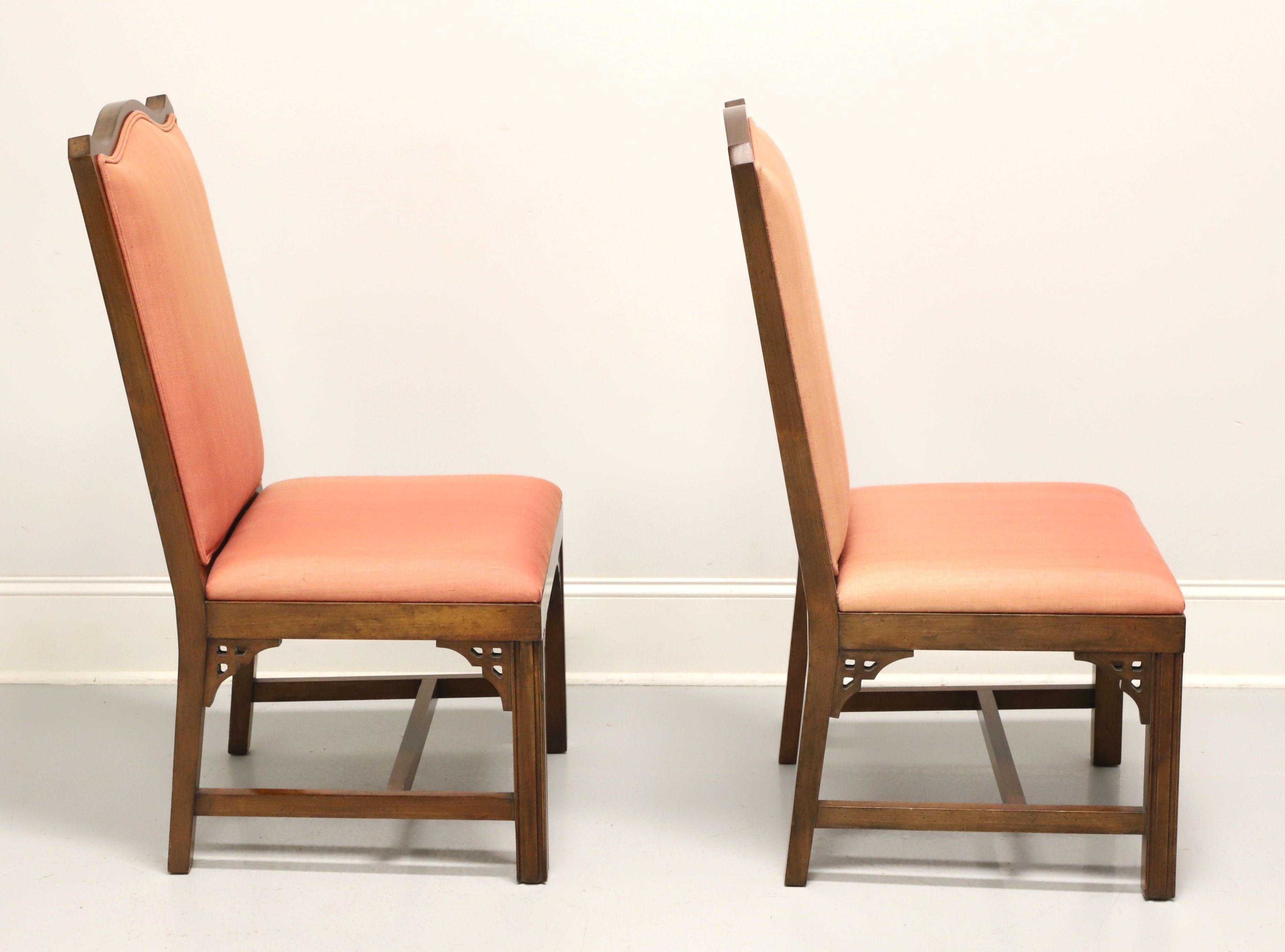 Chinoiserie Mid 20th Century Cherry Asian Inspired Dining Side Chairs - Pair A For Sale