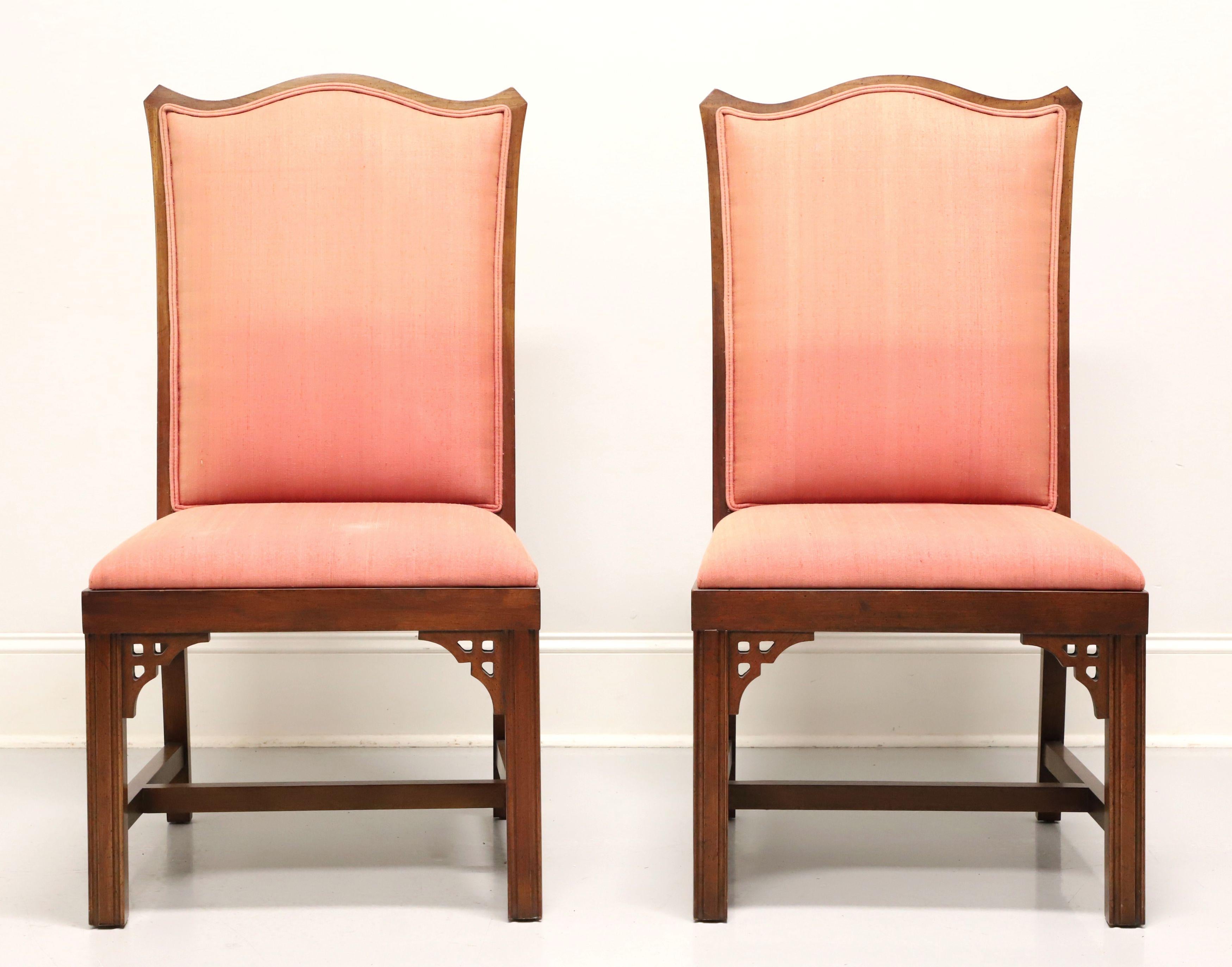 Chinoiserie Mid 20th Century Cherry Asian Inspired Dining Side Chairs - Pair B