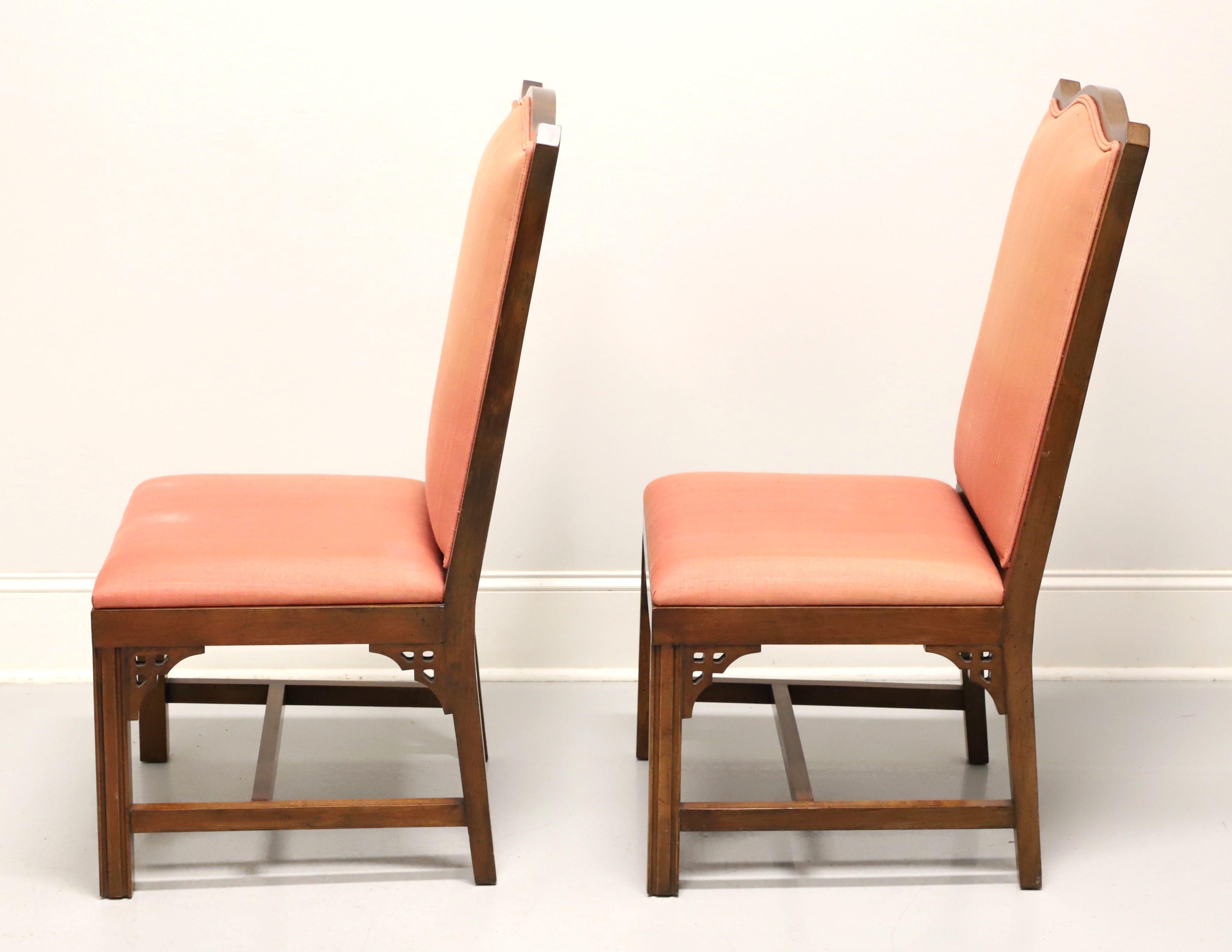Fabric Mid 20th Century Cherry Asian Inspired Dining Side Chairs - Pair B