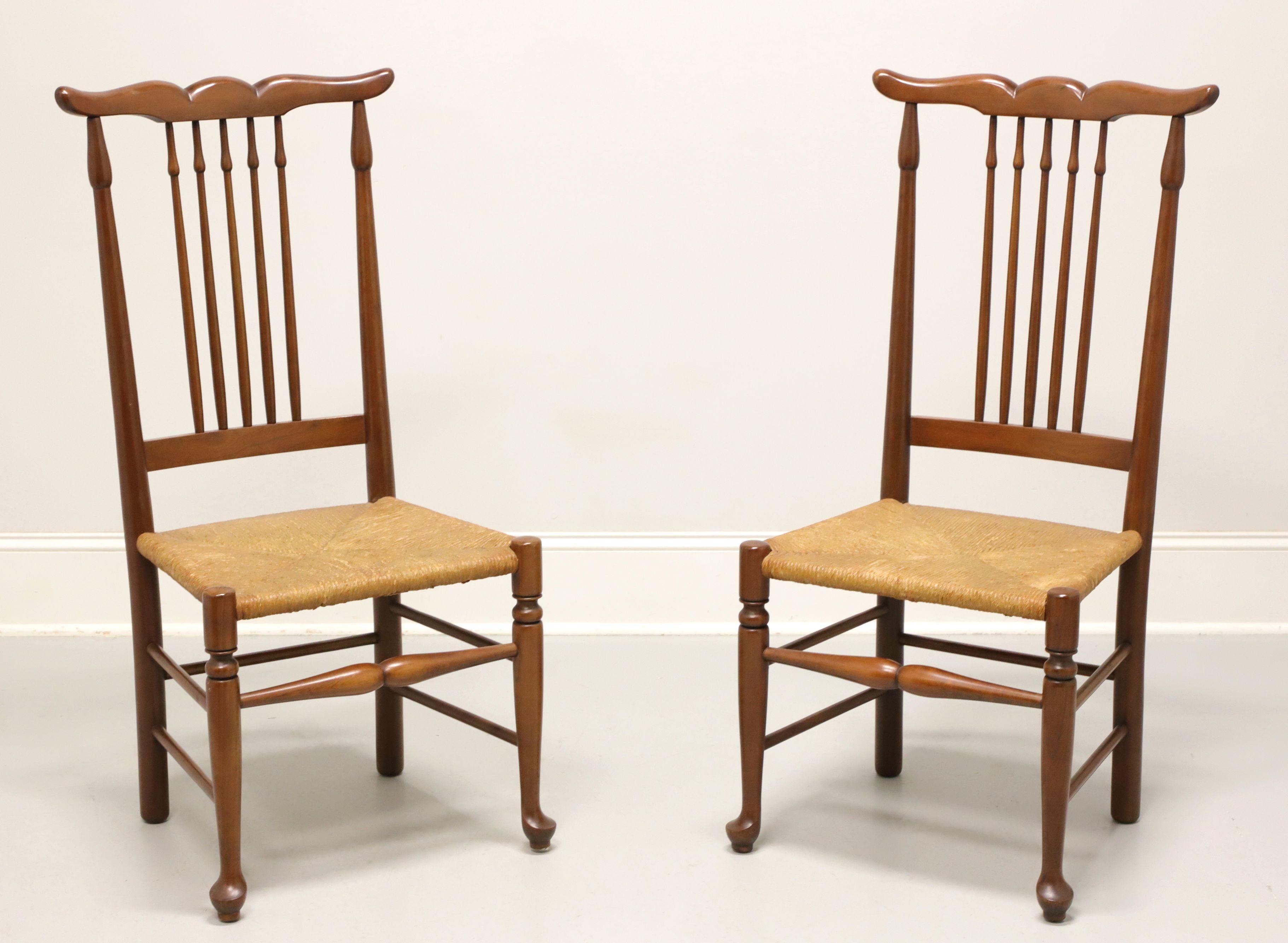 Mid 20th Century Cherry Farmhouse Dining Side Chairs with Rush Seats - Pair A For Sale 4