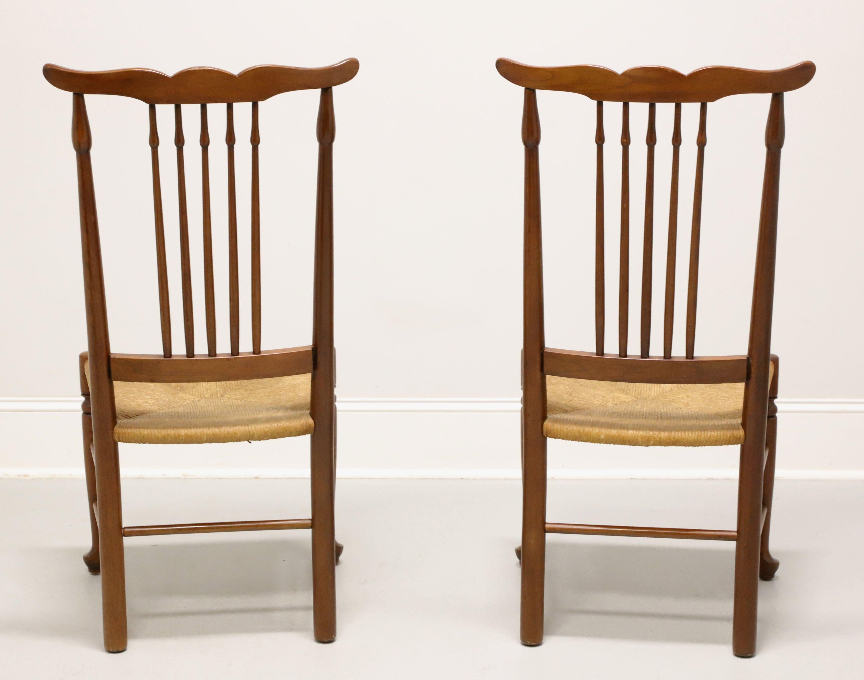American Mid 20th Century Cherry Farmhouse Dining Side Chairs with Rush Seats - Pair B For Sale