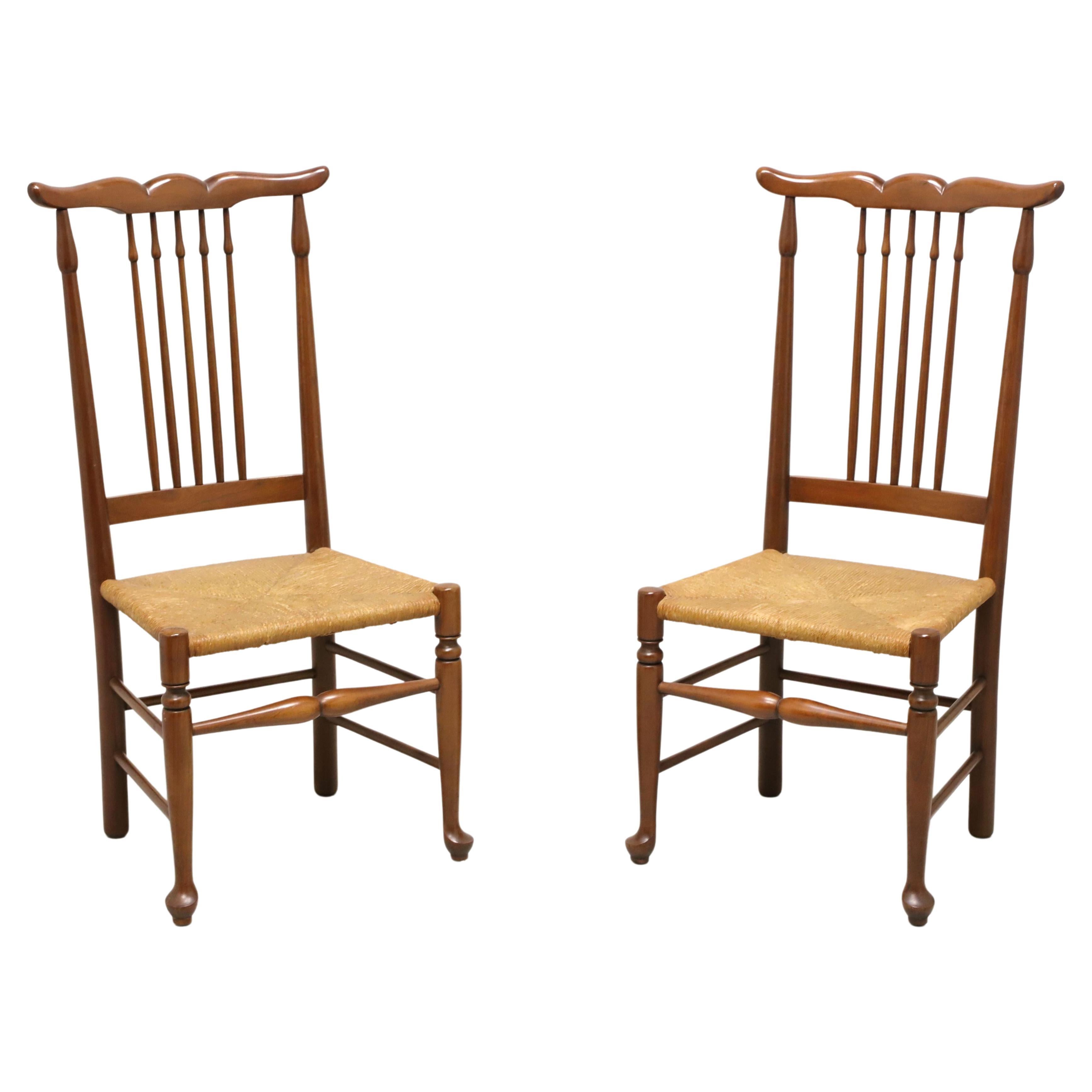 Mid 20th Century Cherry Farmhouse Dining Side Chairs with Rush Seats - Pair B