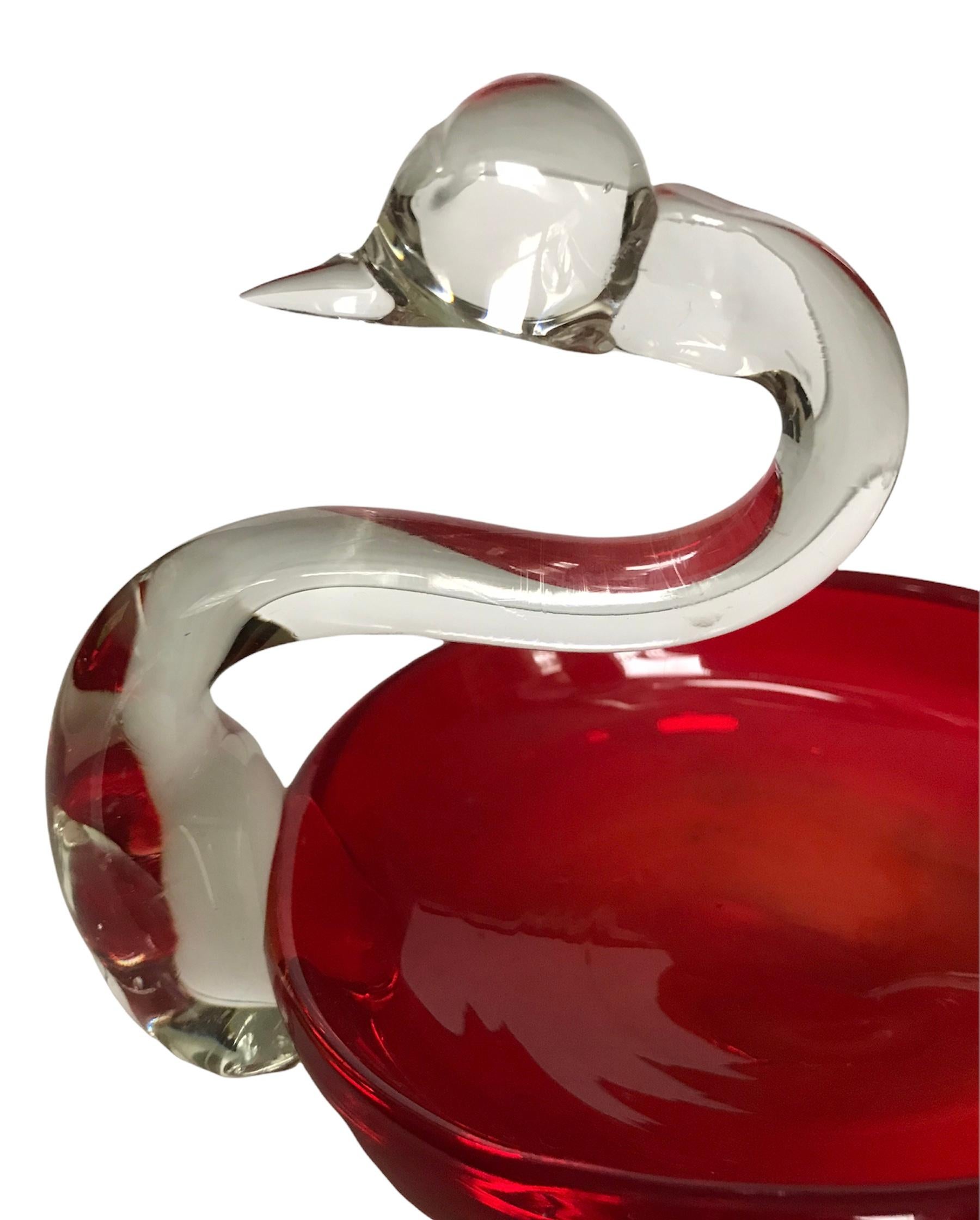 glass swan candy dish