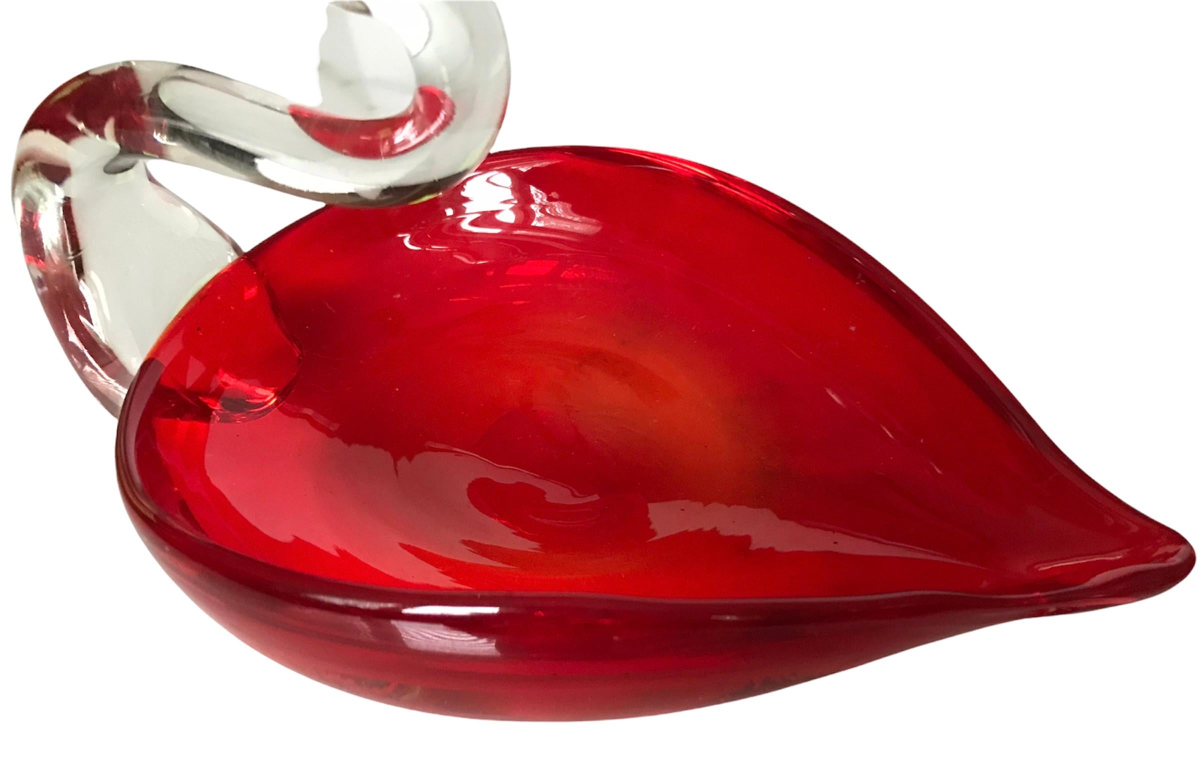 red glass swan