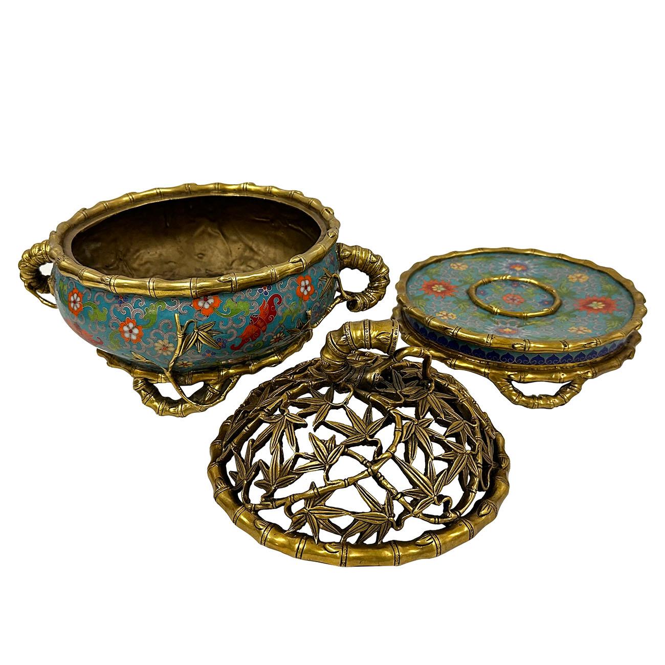 Mid-20th Century Chinese Antique Hand made Cloisonne Incense Burner 4