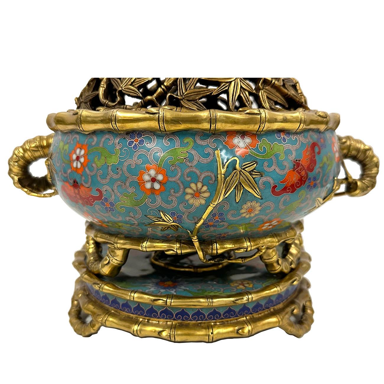 Chinese Export Mid-20th Century Chinese Antique Hand made Cloisonne Incense Burner